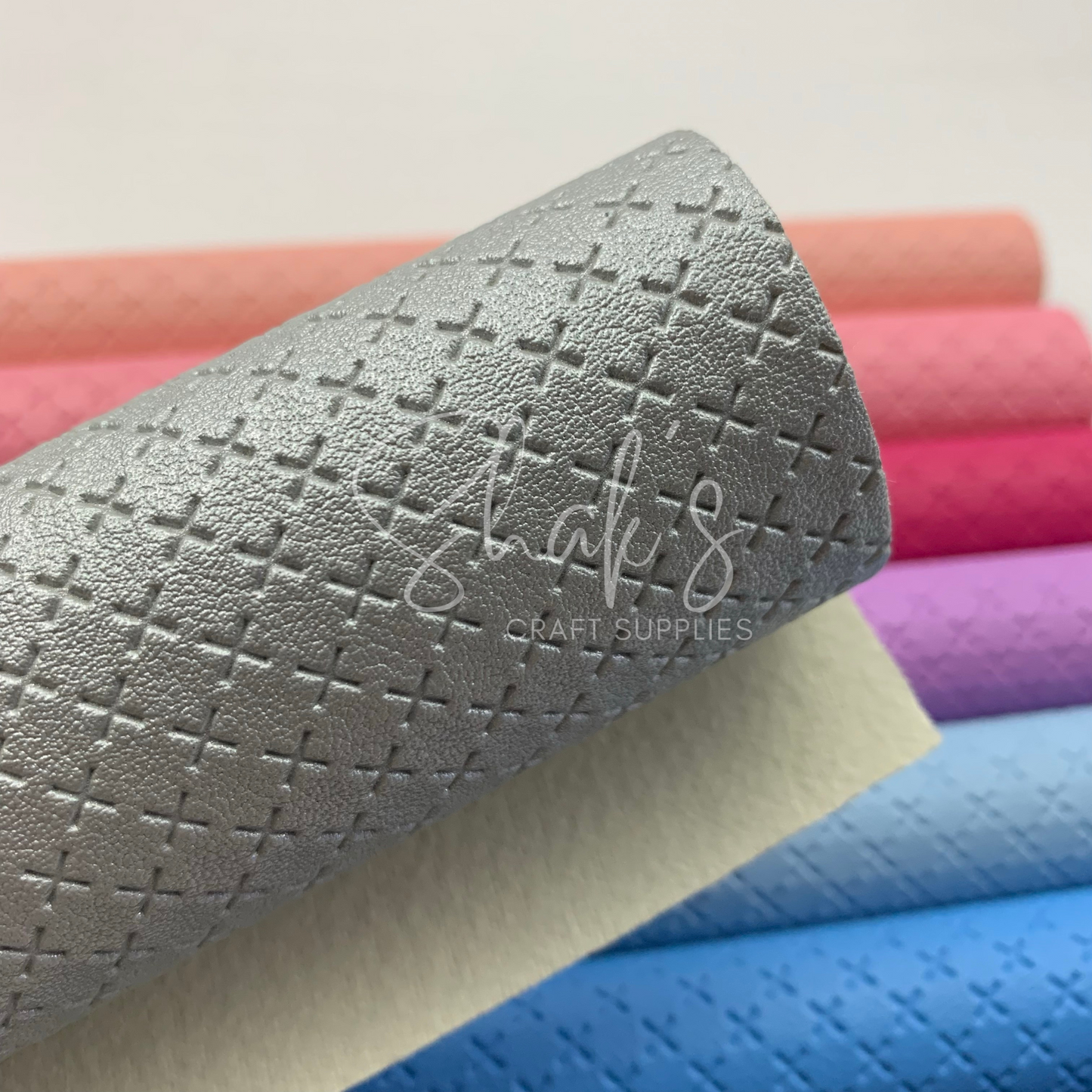 Embossed Cross Textured Faux Leather Sheets