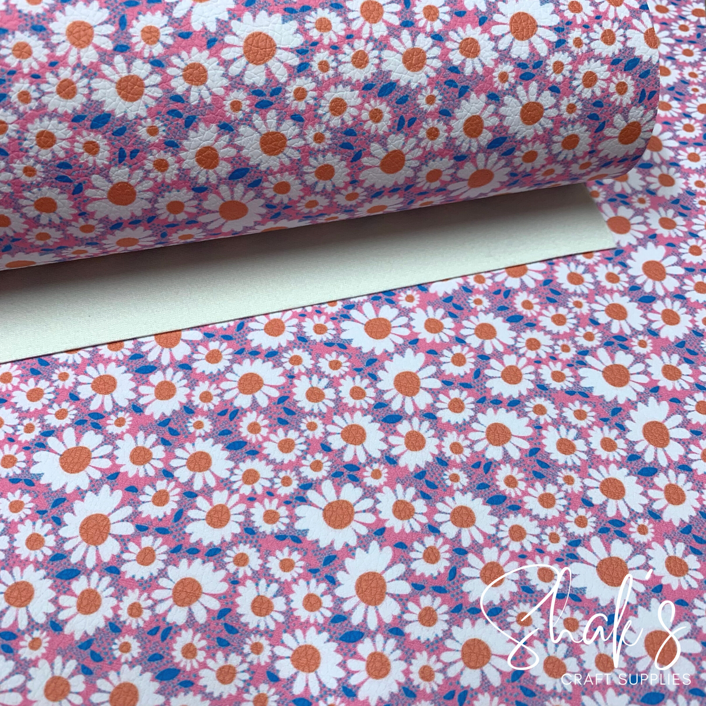 Floral Print Pebble Vegan Leather Sheet