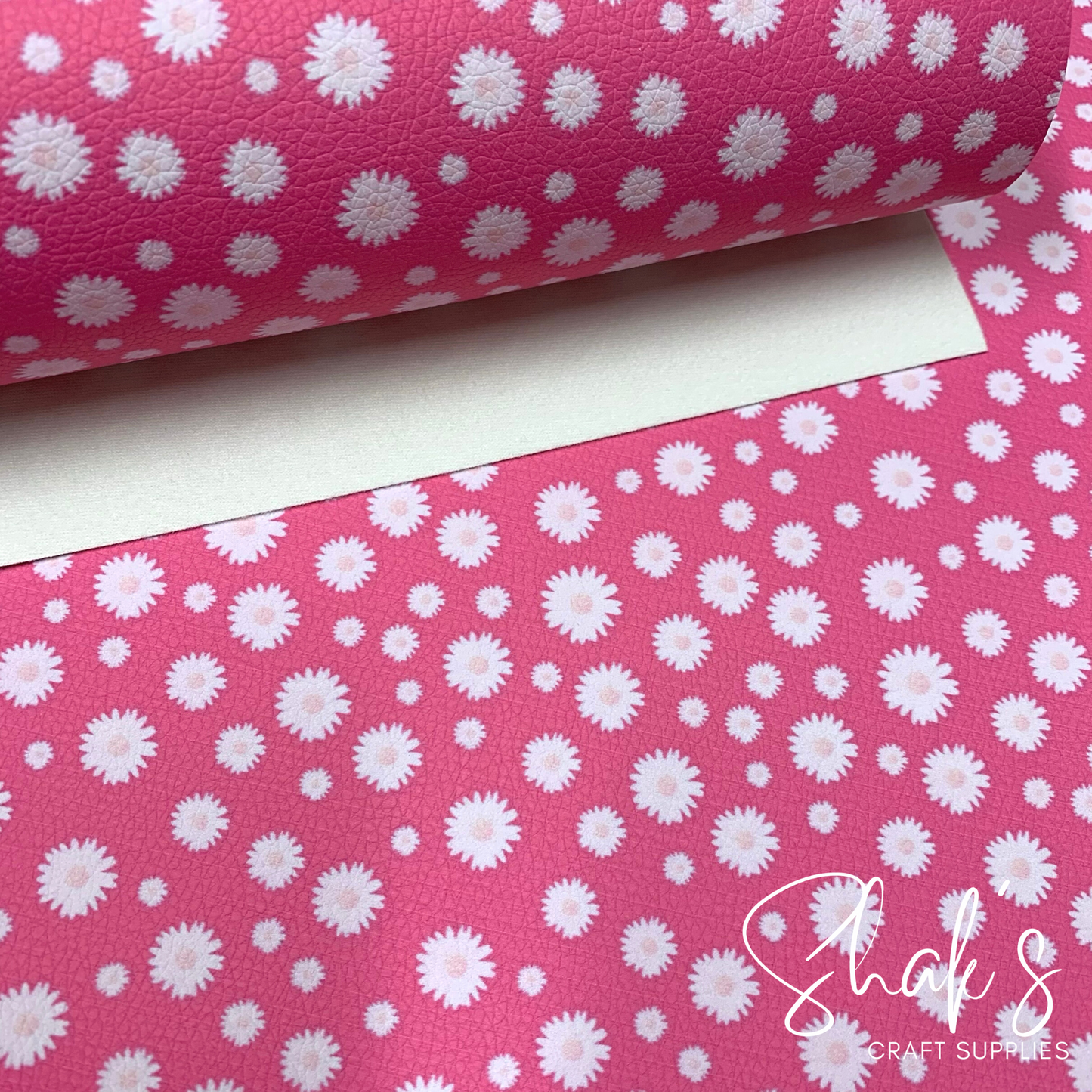 Floral Print Pebble Vegan Leather Sheet