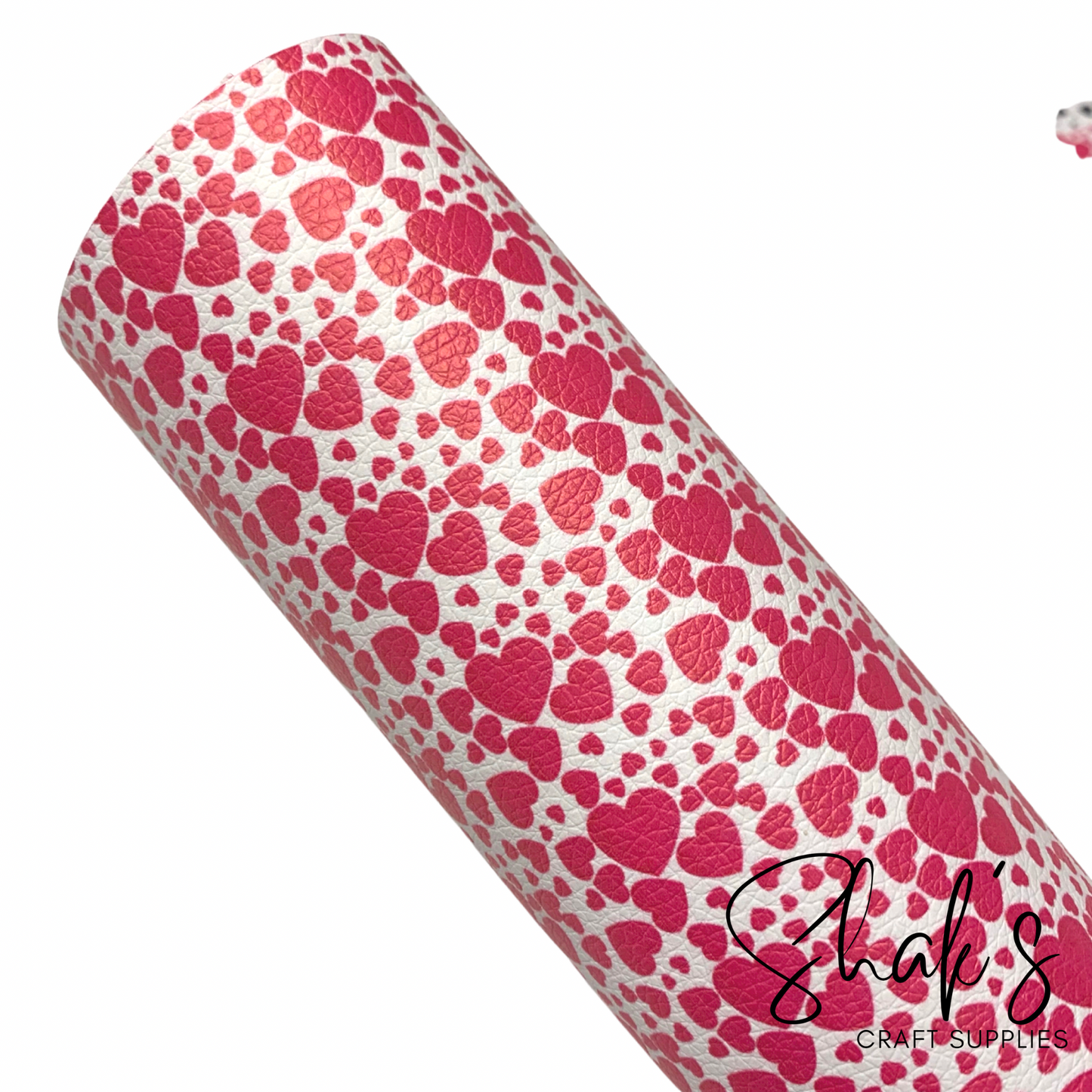 Pink Hearts Pebbled Vegan Leather Sheet