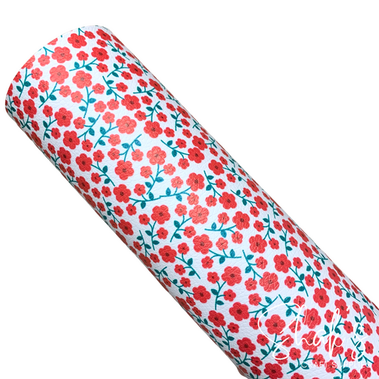 Floral Print Pebble Vegan Leather Sheet