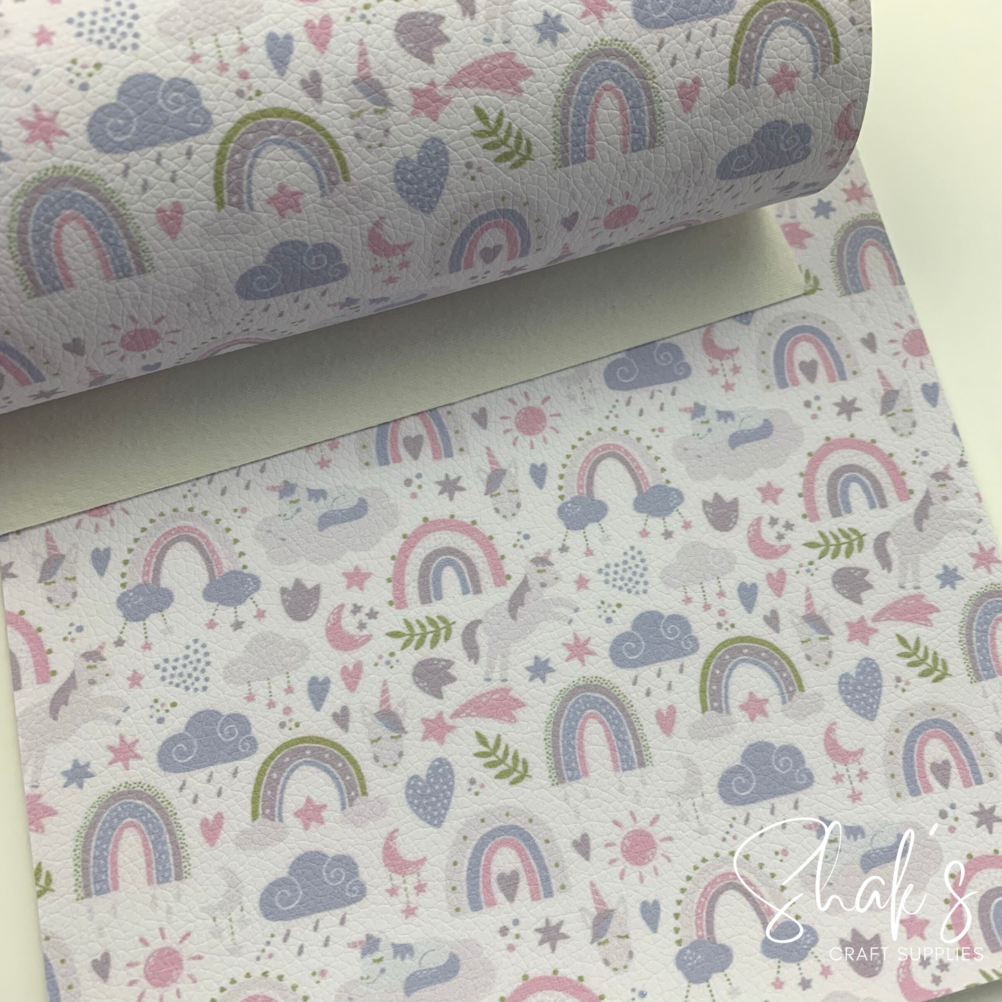 Rainbows Muted Colors Pebble Vegan Leather Sheet