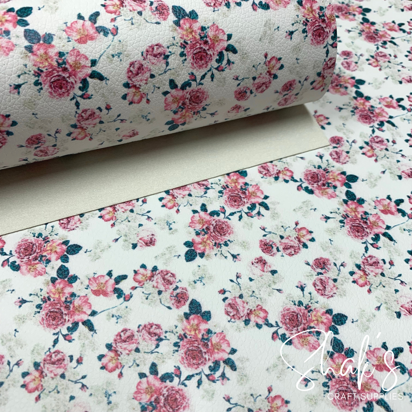 Floral Print Pebble Vegan Leather Sheet