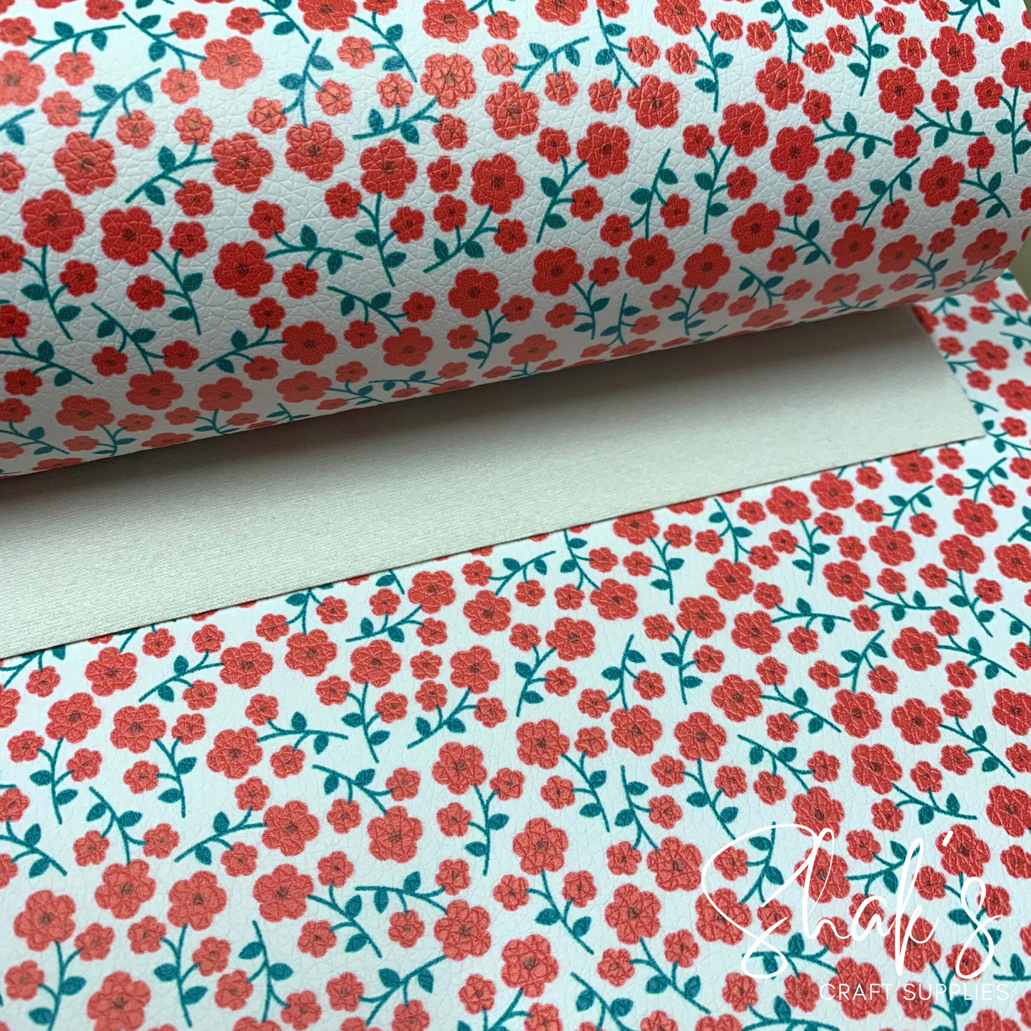 Floral Print Pebble Vegan Leather Sheet