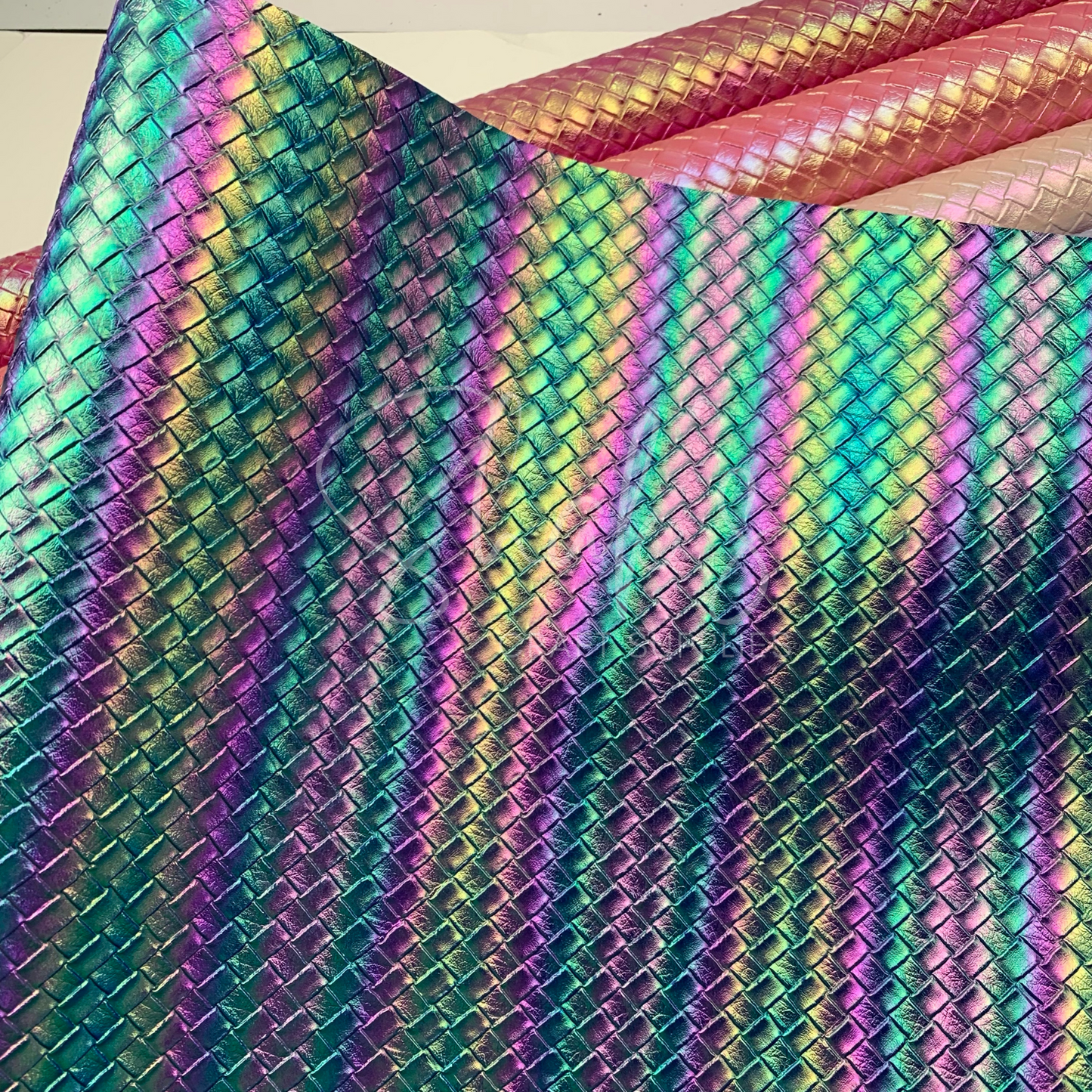 Basket Weave Iridescent .7mm Embossed Faux Leather