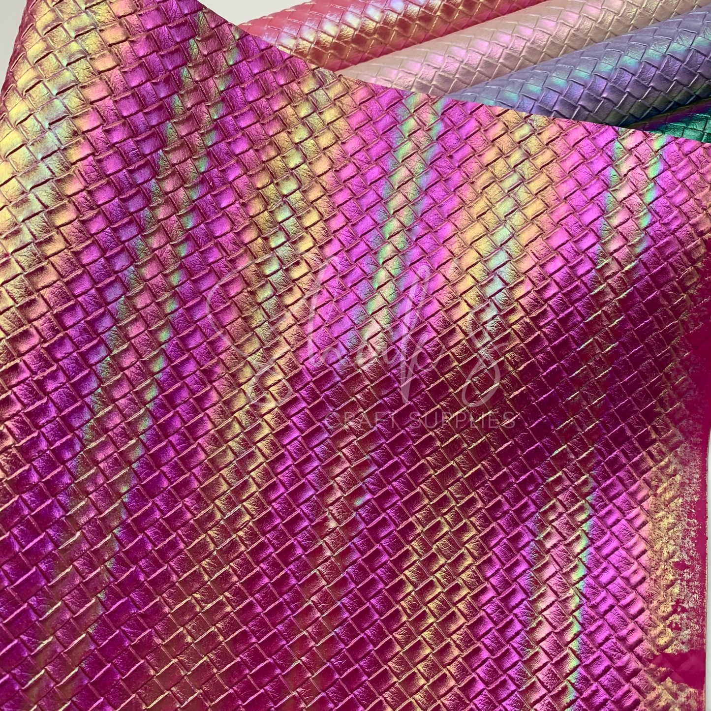 Basket Weave Iridescent .7mm Embossed Faux Leather