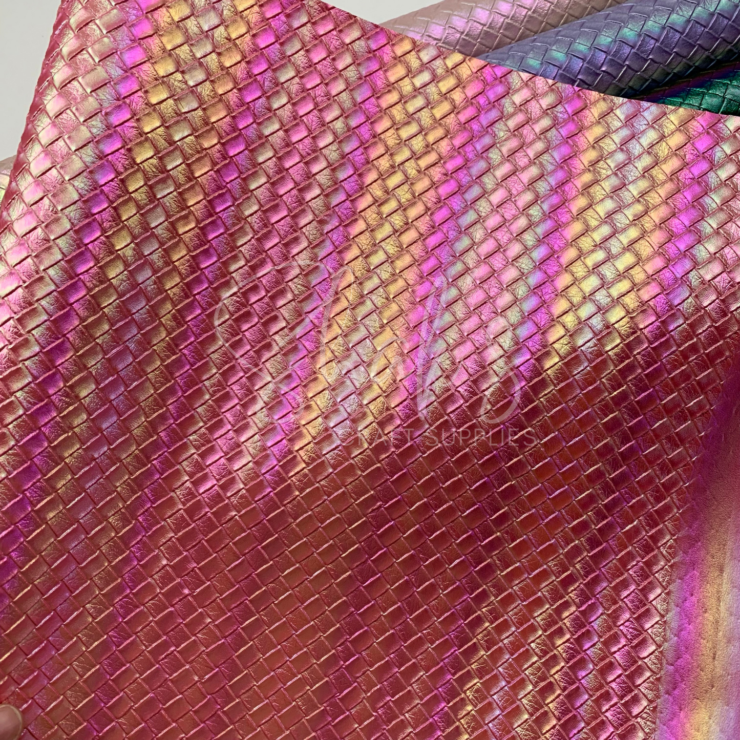 Basket Weave Iridescent .7mm Embossed Faux Leather
