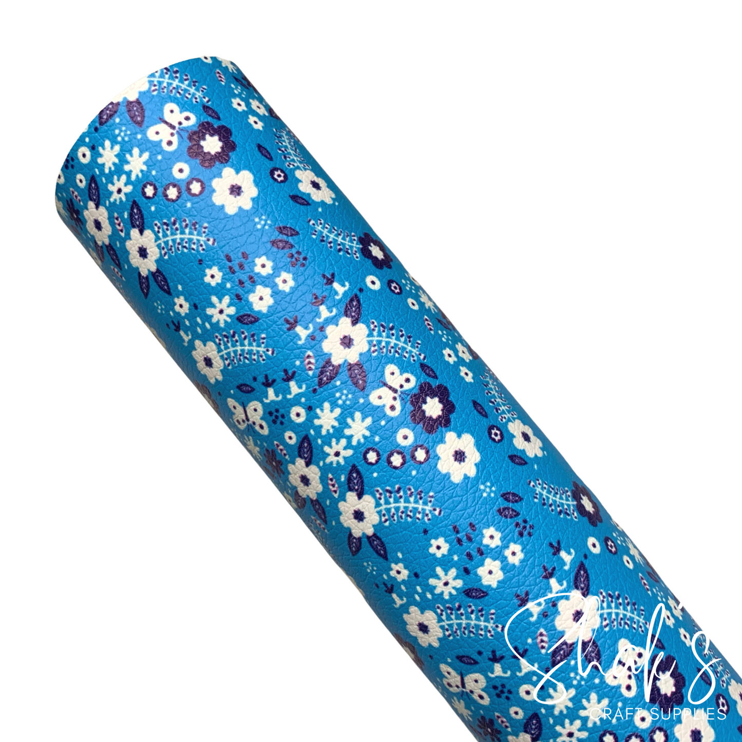 Floral Print Pebble Vegan Leather Sheet