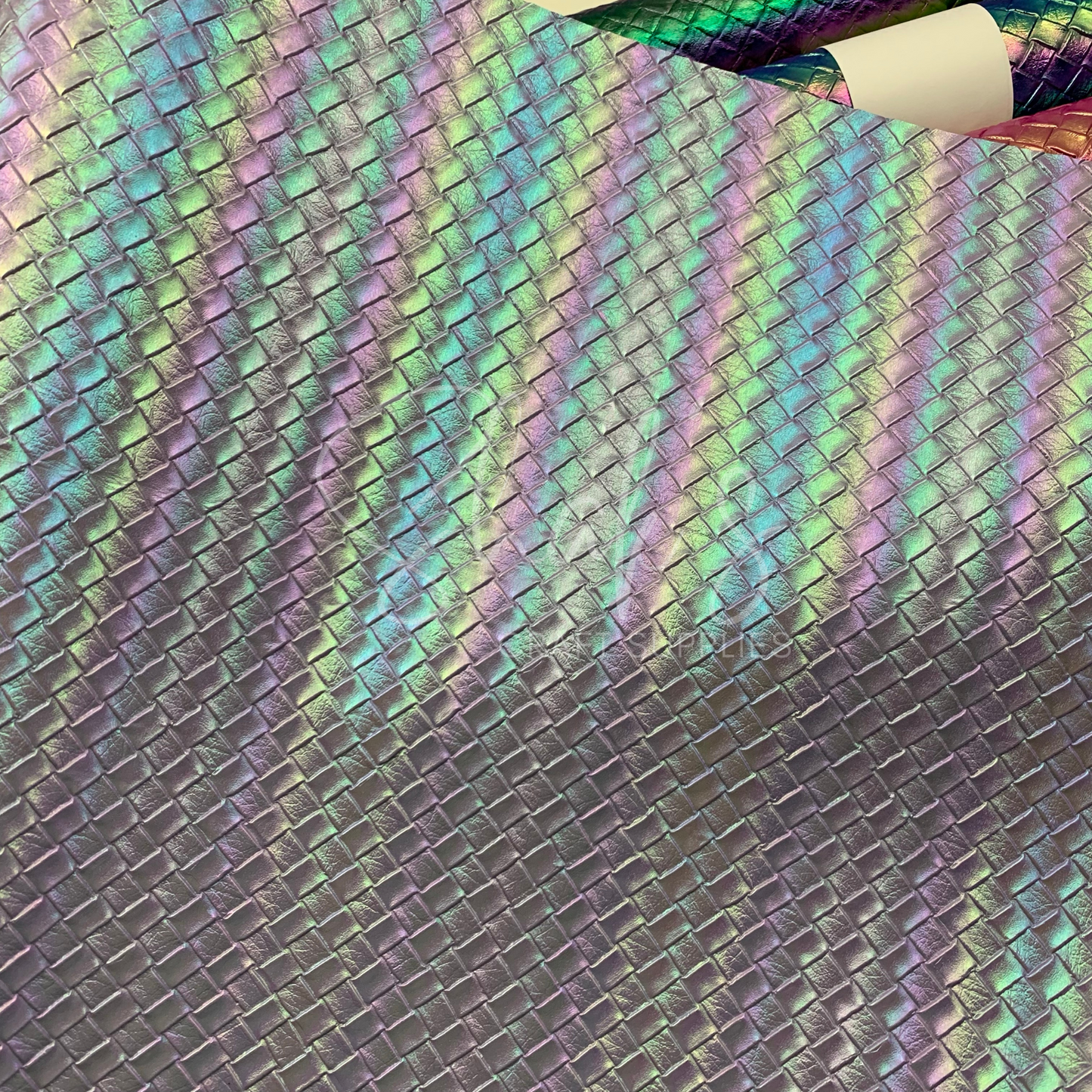 Basket Weave Iridescent .7mm Embossed Faux Leather