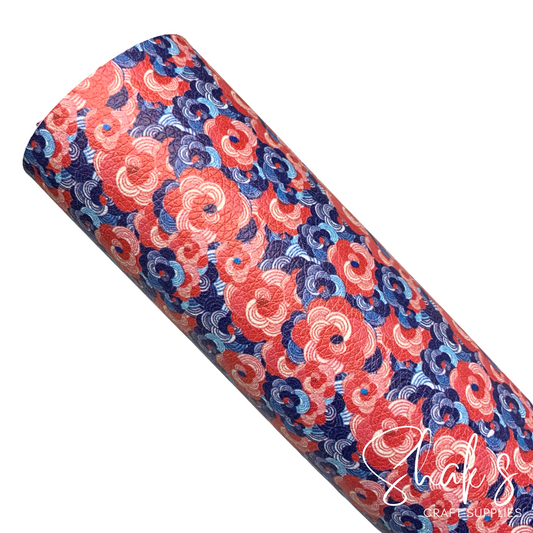 Floral Print Pebble Vegan Leather Sheet