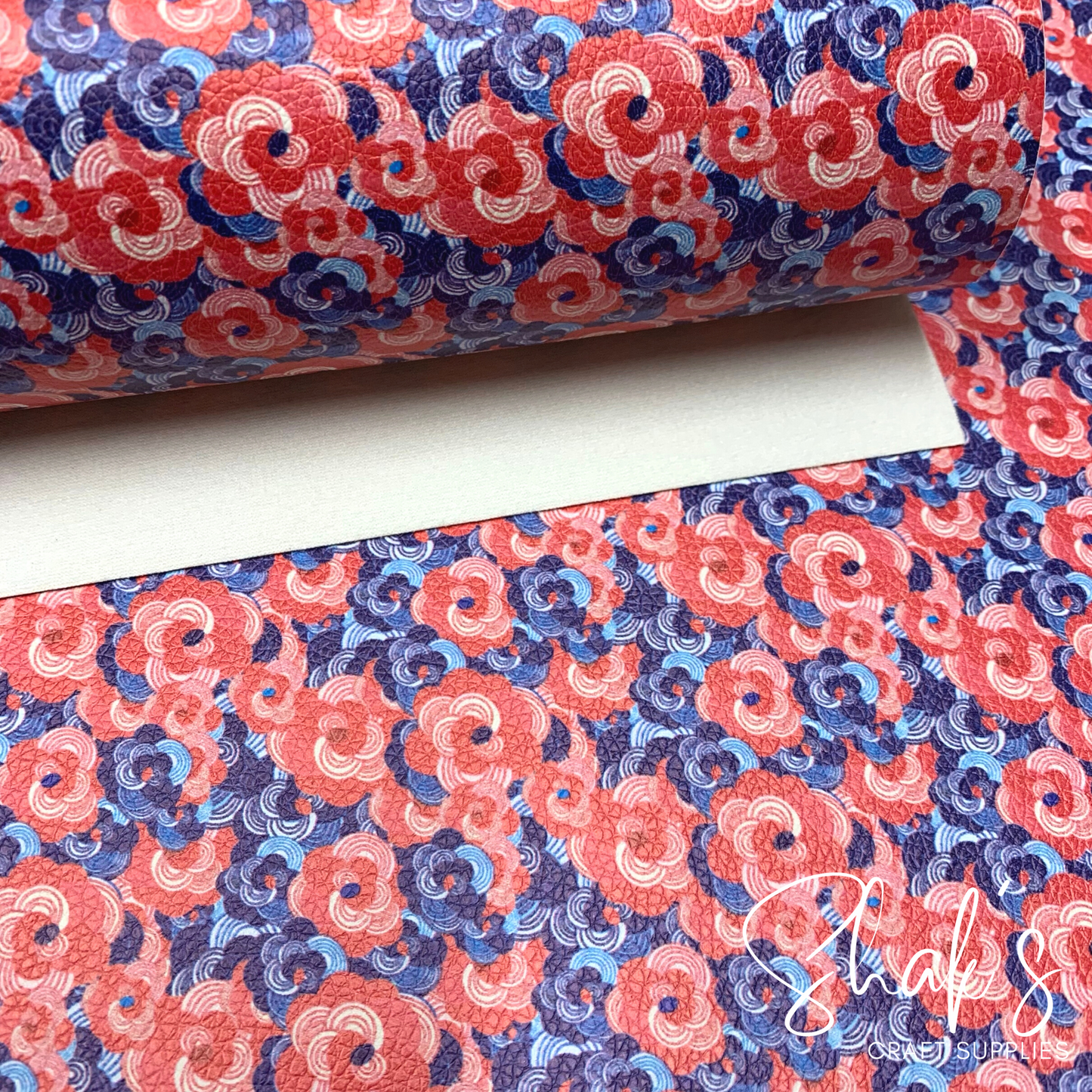 Floral Print Pebble Vegan Leather Sheet