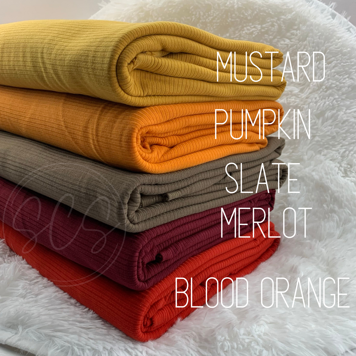 Fall Tones Rib Knit Stretch Fabric Strip, Half and Full Yards