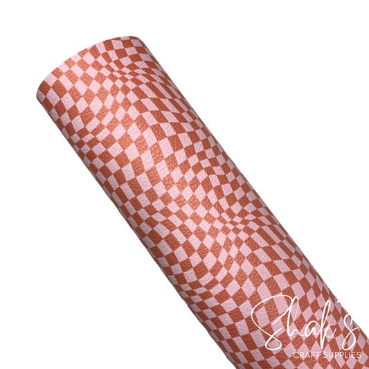 Muted checkers Print Pebble Vegan Leather Sheet