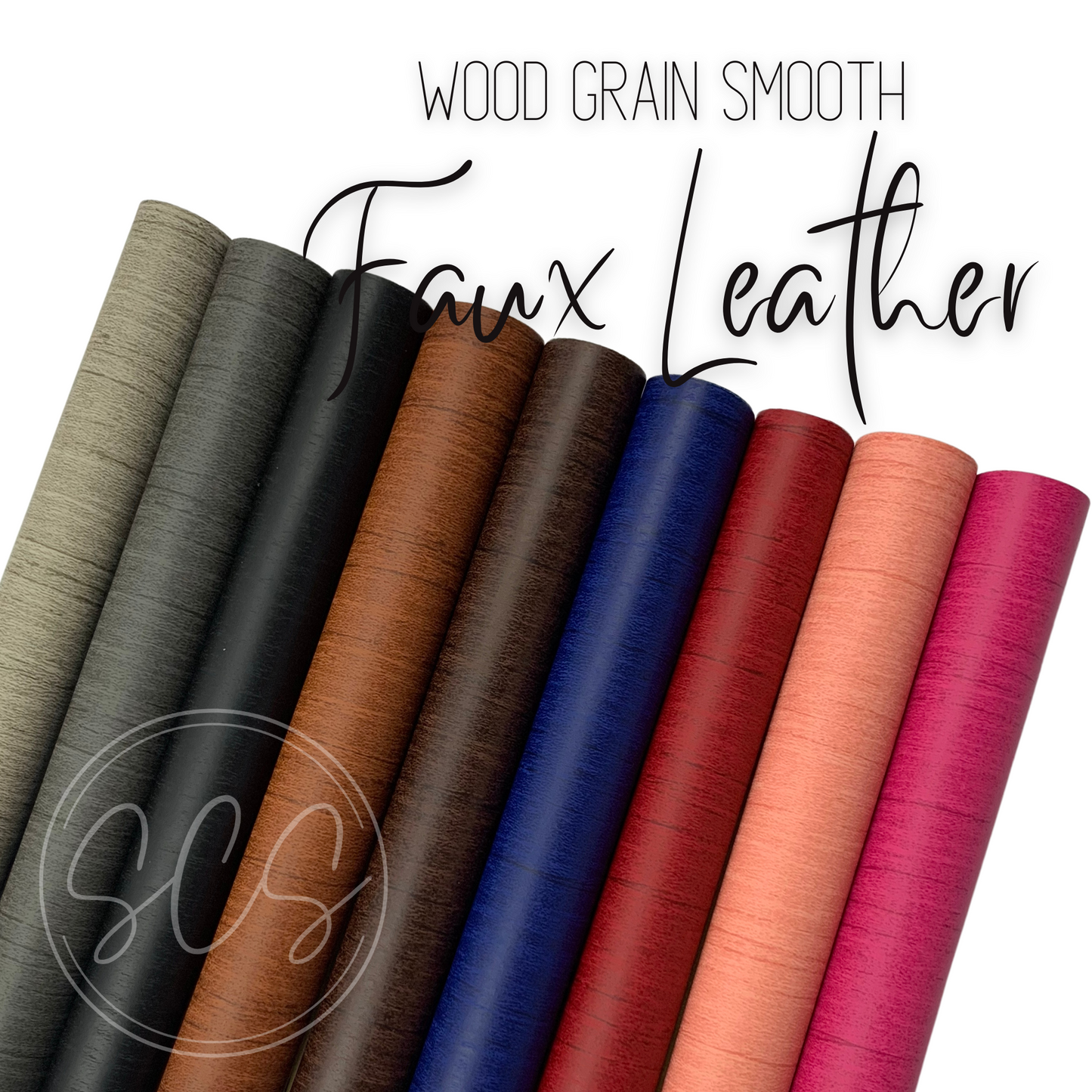 Wood Grain Smooth Faux Leather Fabric Sheets