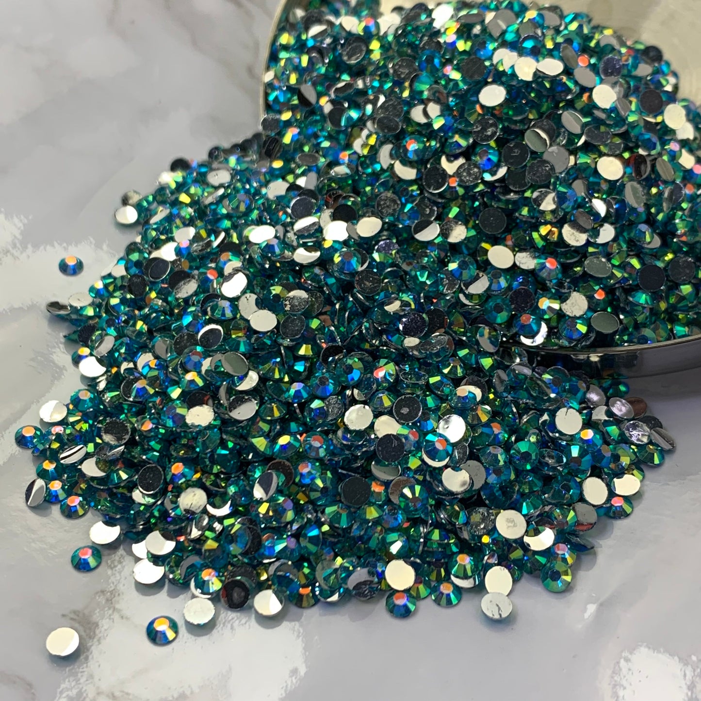 Capri Blue AB | Premium Silver Bottom Resin Rhinestones | Non Hotfix | 3mm, 4mm or 5mm | Flatback