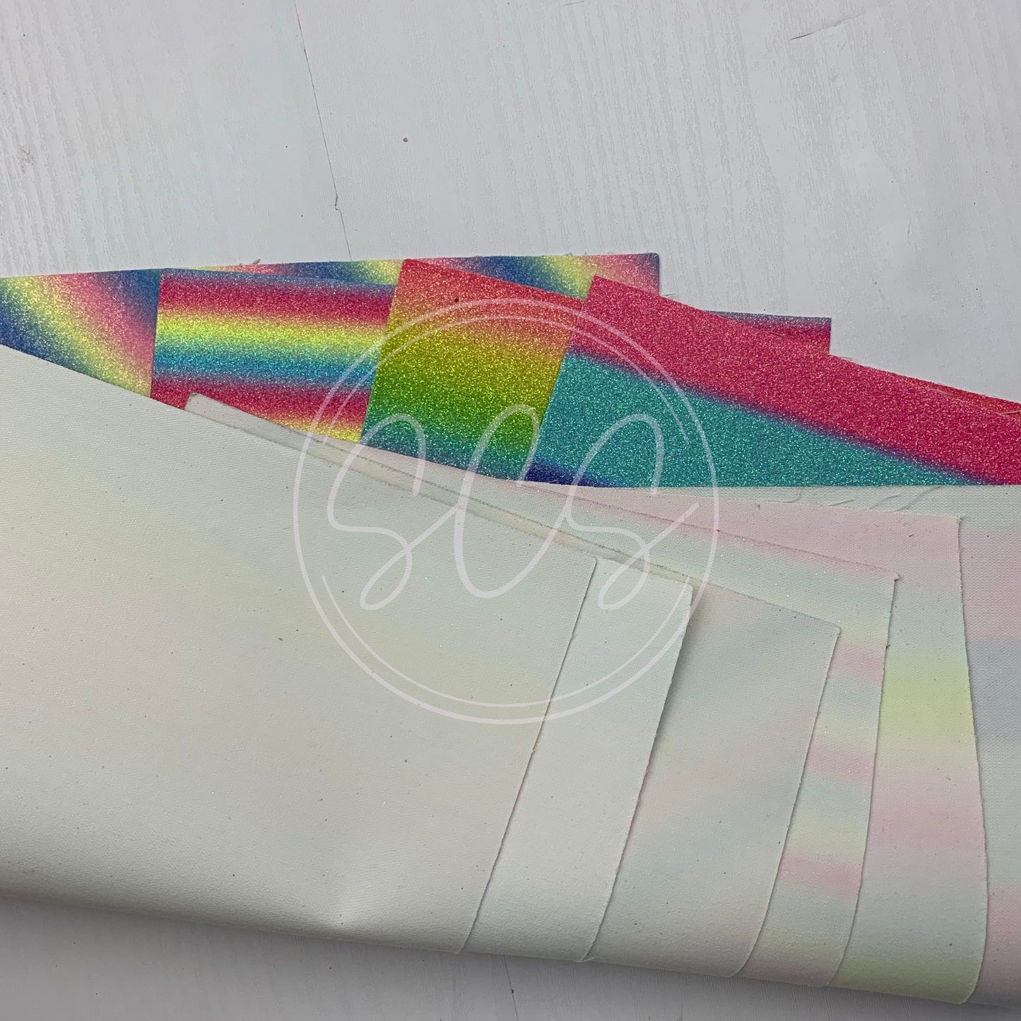 Ombré Fine Glitter Canvas Faux Leather Fabric Sheets
