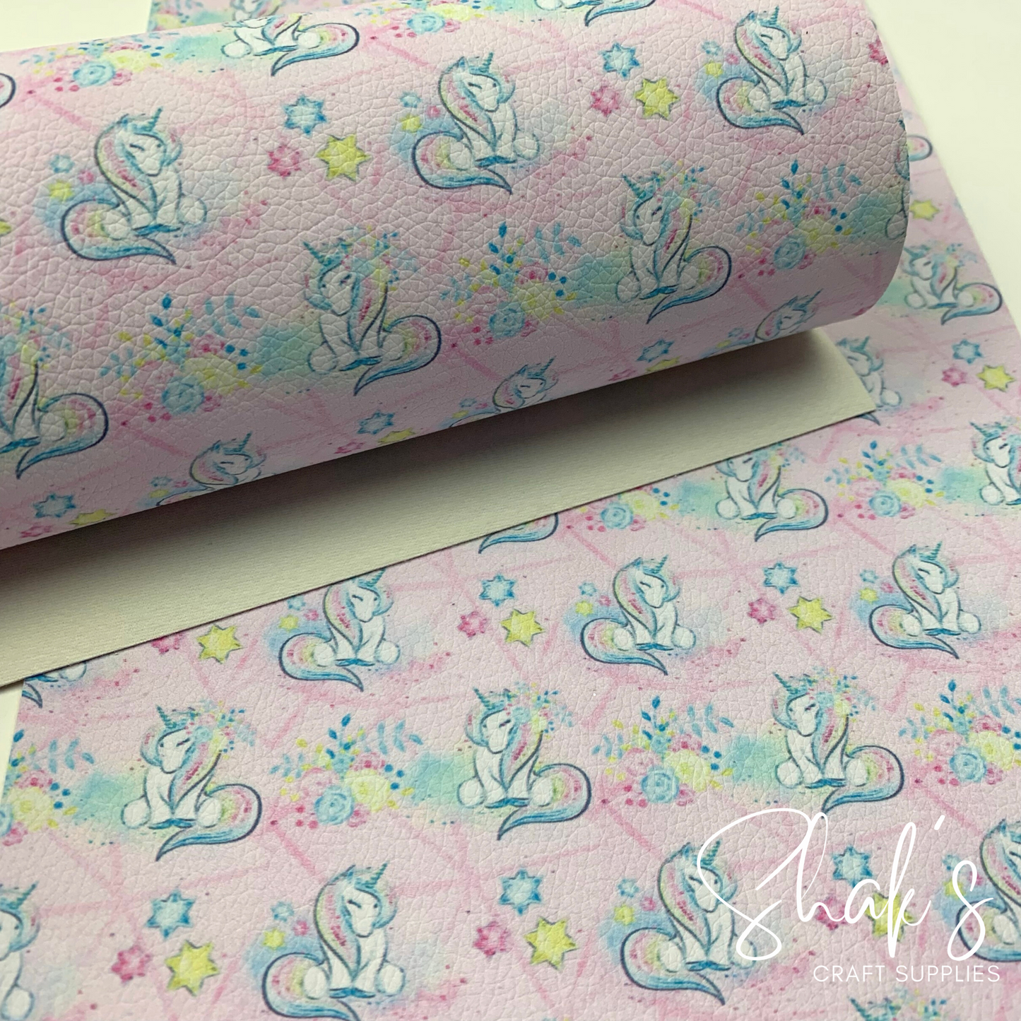 Pink Unicorn Print Pebble Vegan Leather