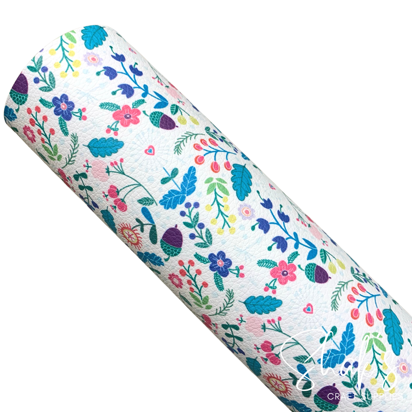 Floral Print Pebble Vegan Leather Sheet