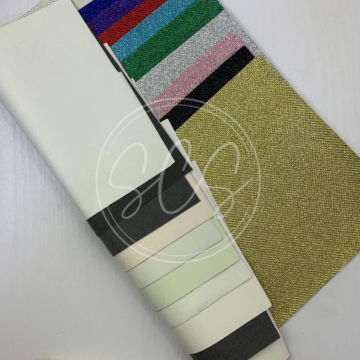 Diamond Laced Lattice Fine Glitter Canvas Faux Leather Fabric Sheets