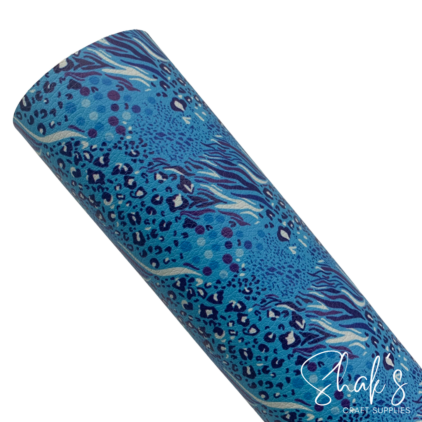 Blue Cheetah Leopard Animal Print Pebble Vegan Leather Sheet