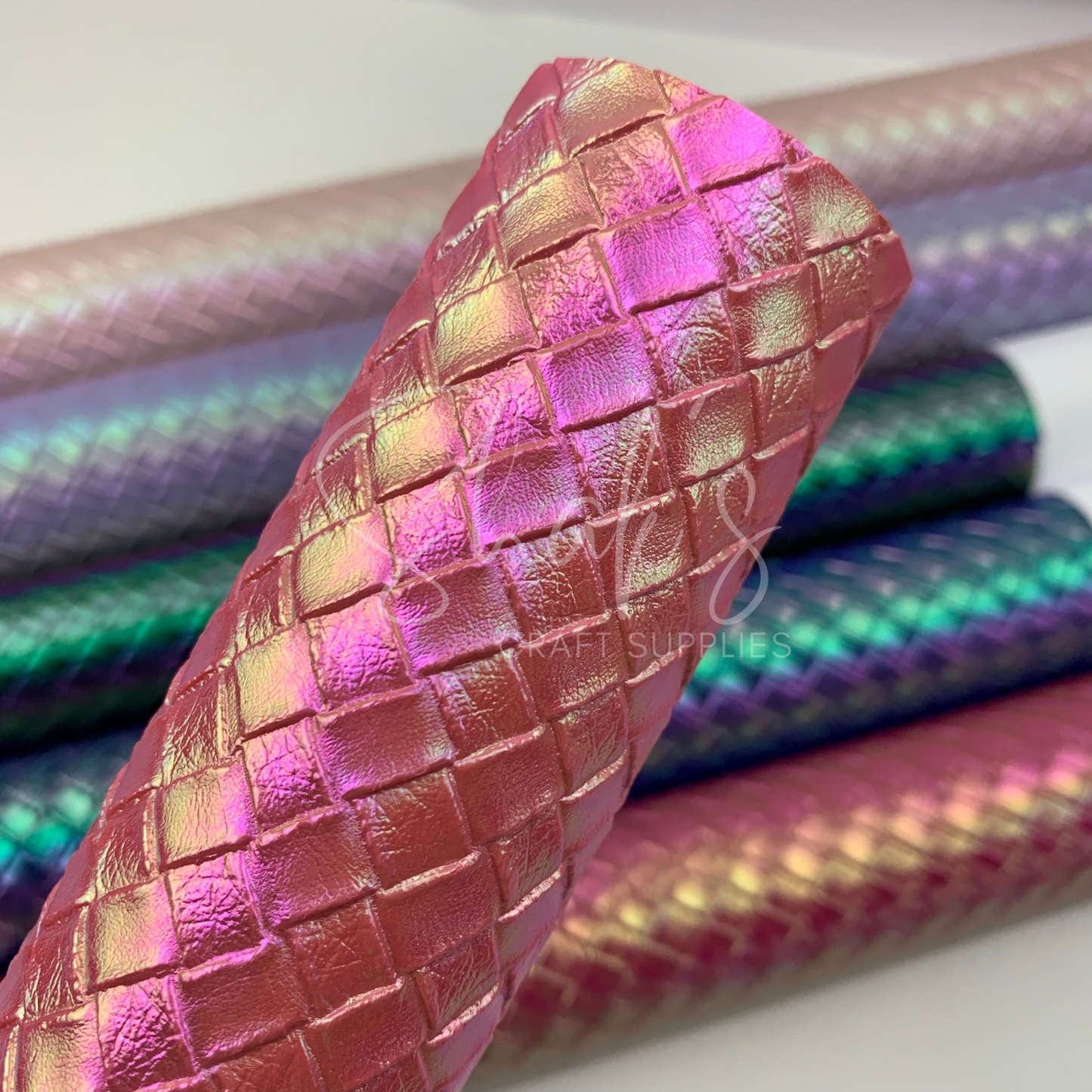 Basket Weave Iridescent .7mm Embossed Faux Leather