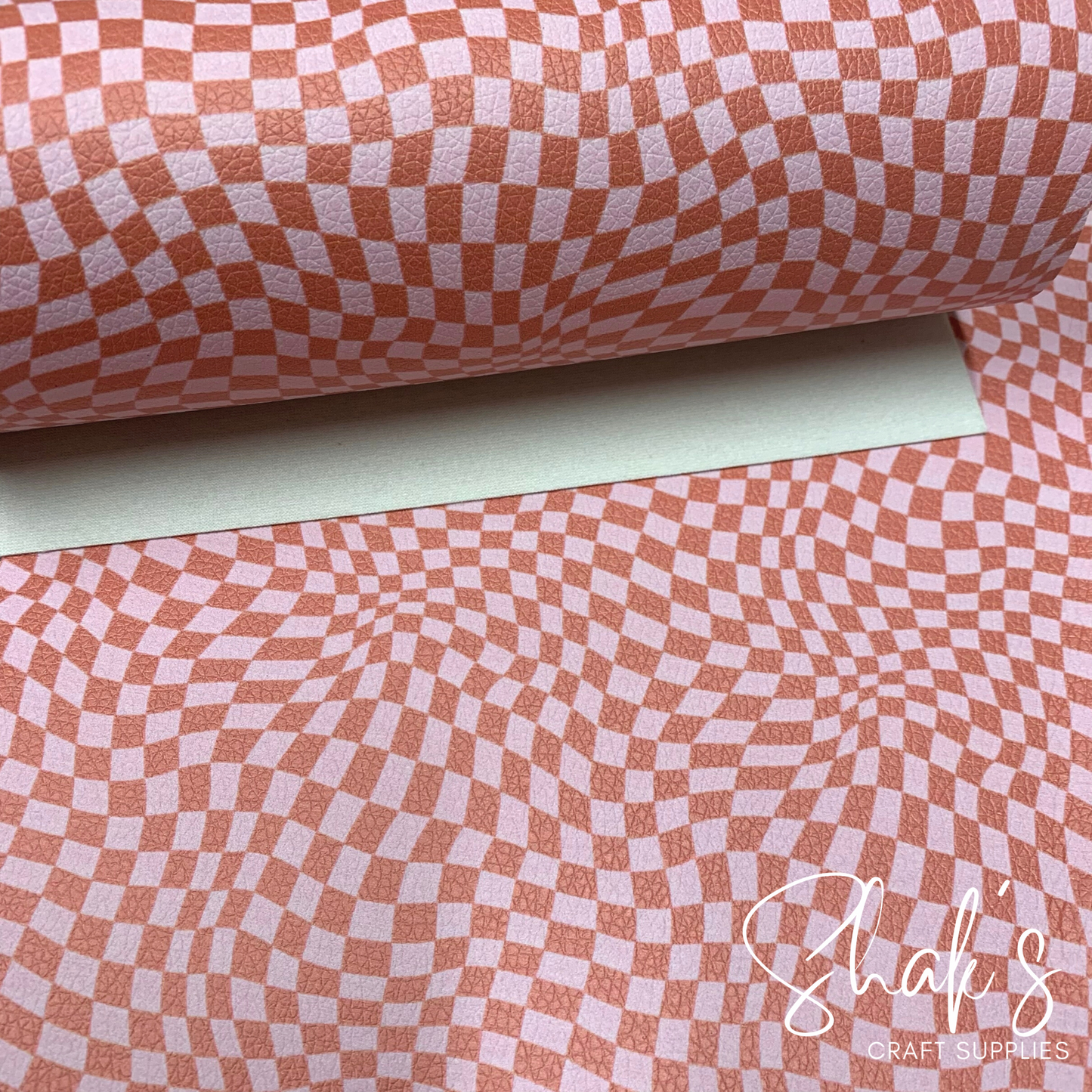 Muted checkers Print Pebble Vegan Leather Sheet