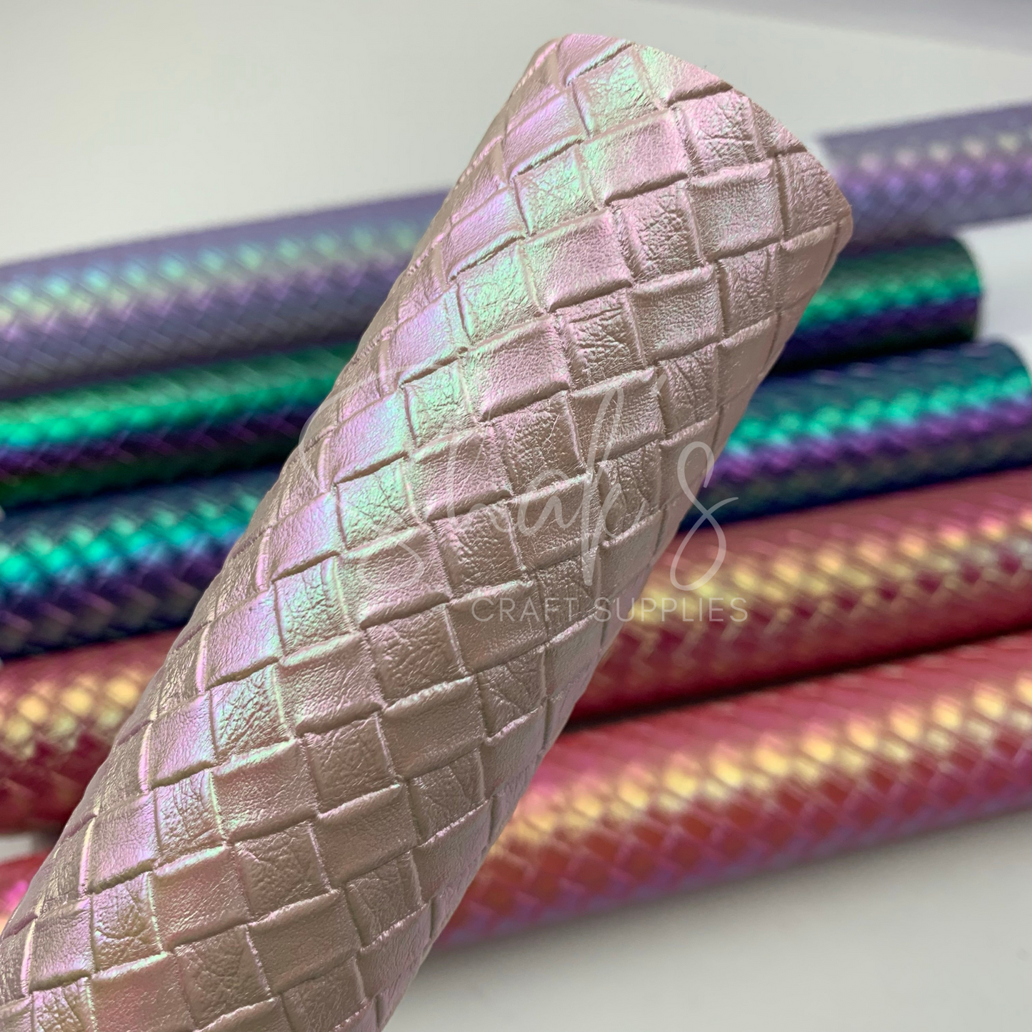 Basket Weave Iridescent .7mm Embossed Faux Leather