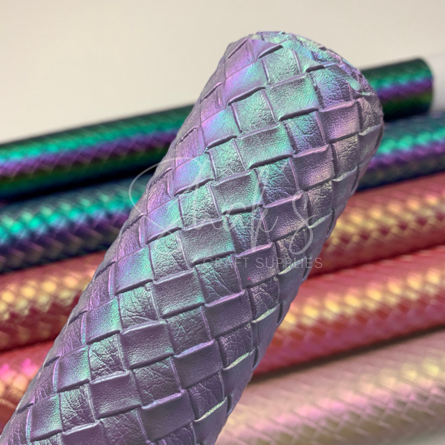 Basket Weave Iridescent .7mm Embossed Faux Leather