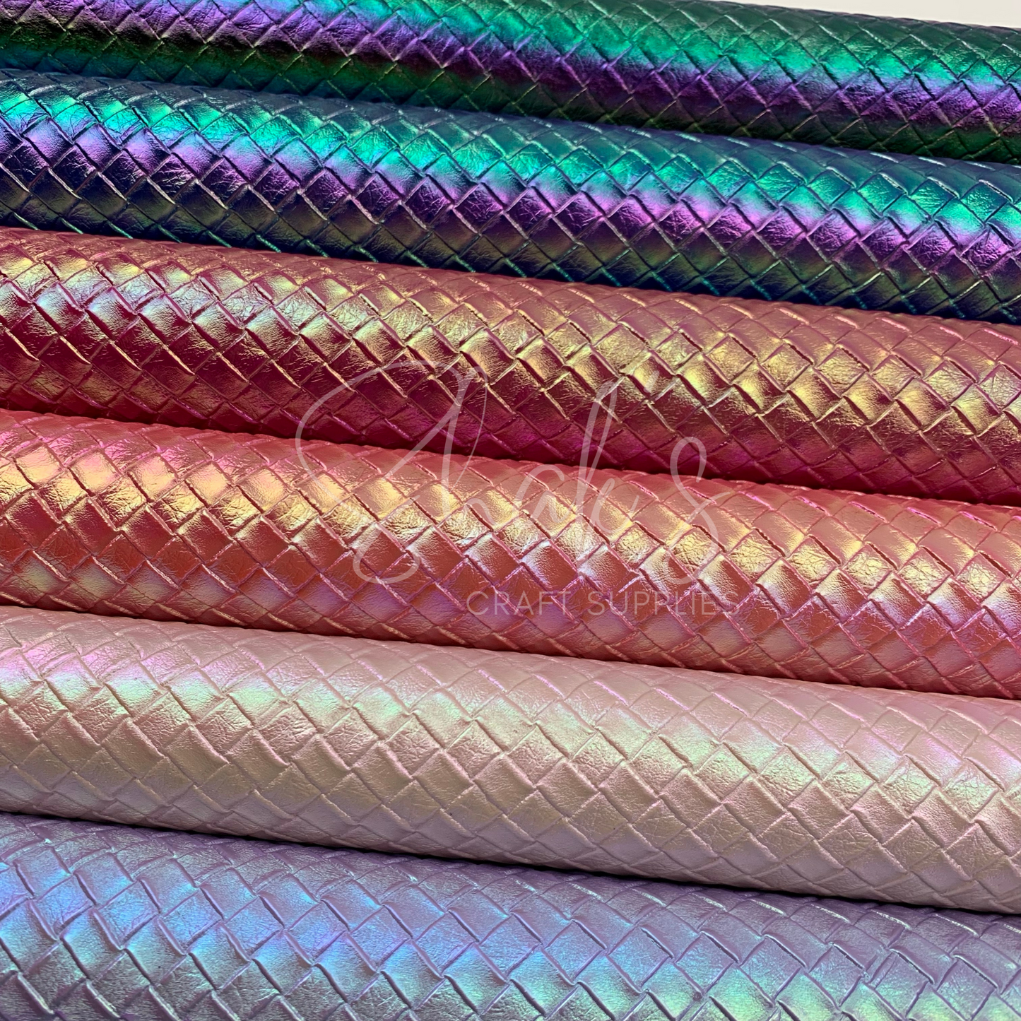 Basket Weave Iridescent .7mm Embossed Faux Leather