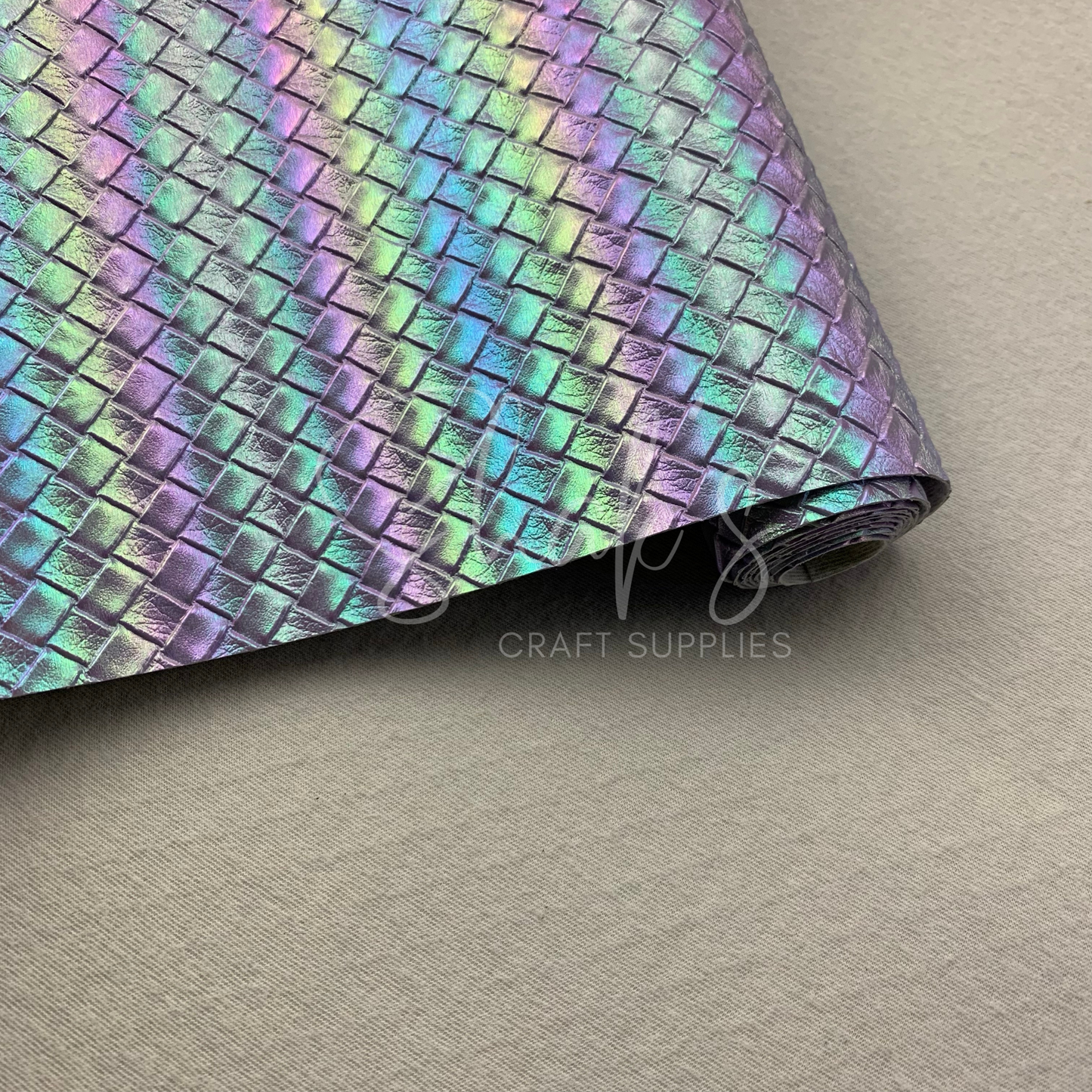 Basket Weave Iridescent .7mm Embossed Faux Leather