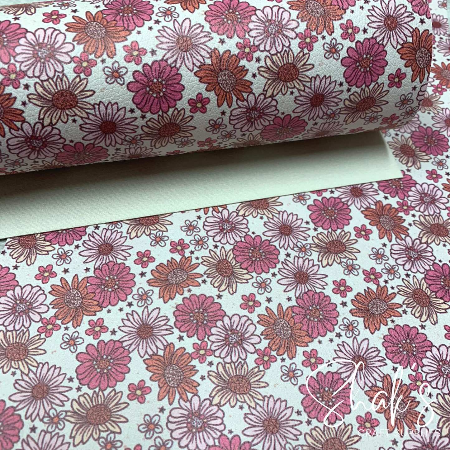 Florals Print Pebble Vegan Leather Sheet