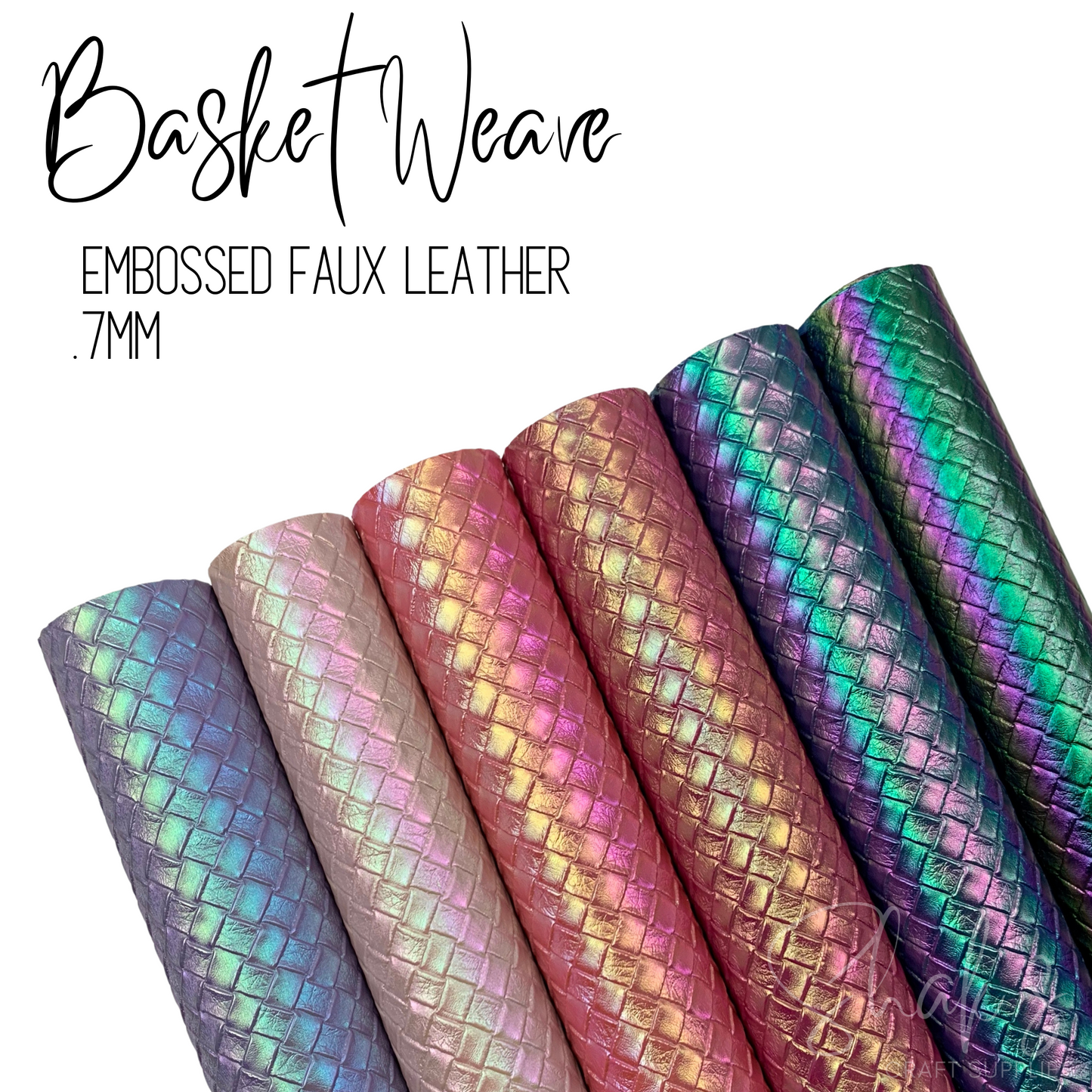 Basket Weave Iridescent .7mm Embossed Faux Leather