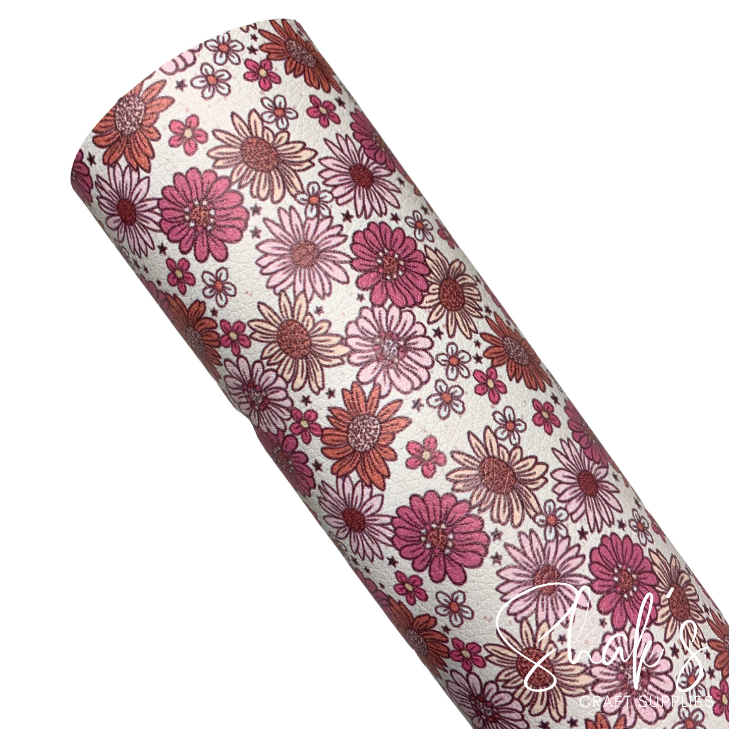 Florals Print Pebble Vegan Leather Sheet