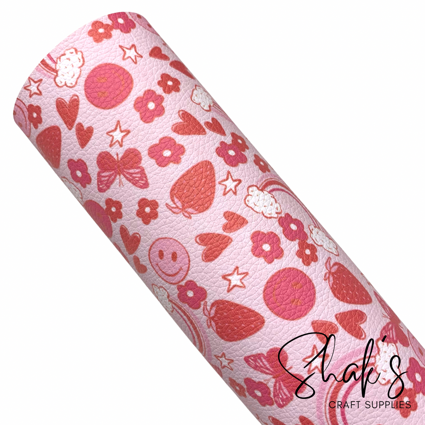 Pink Hearts Rainbow Pebbled Vegan Leather Sheet