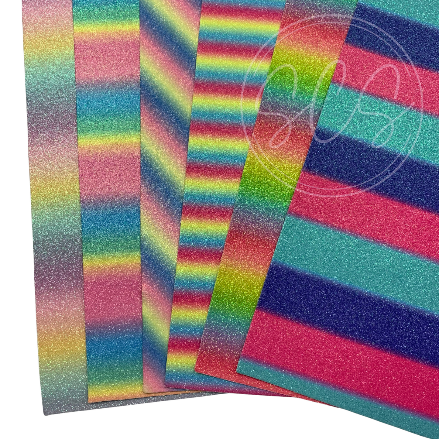 Ombré Fine Glitter Canvas Faux Leather Fabric Sheets
