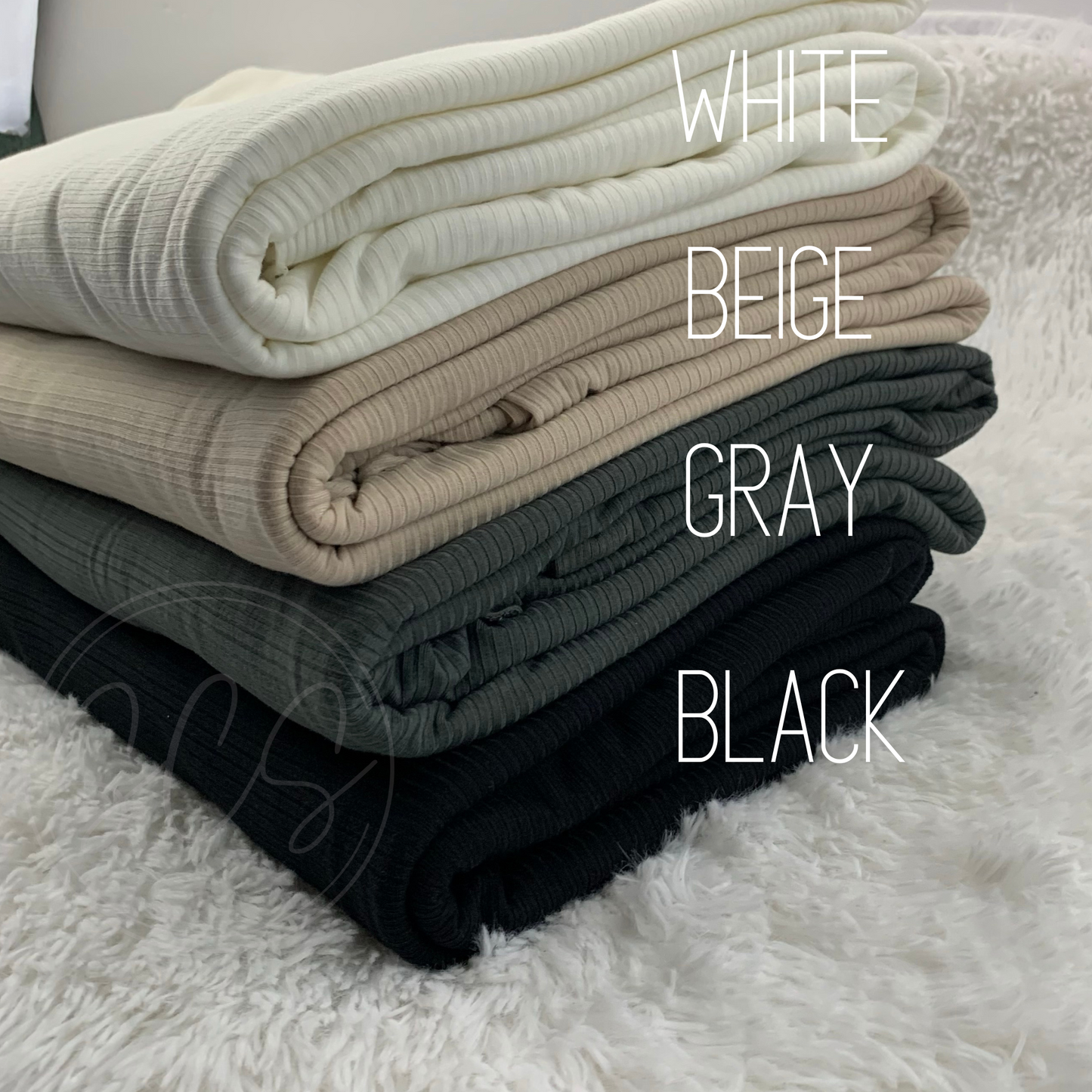 Neutral Tones Rib Knit Stretch Fabric Strip, Half and Full Yards