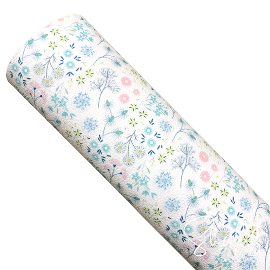 Florals Print Pebble Vegan Leather Sheet