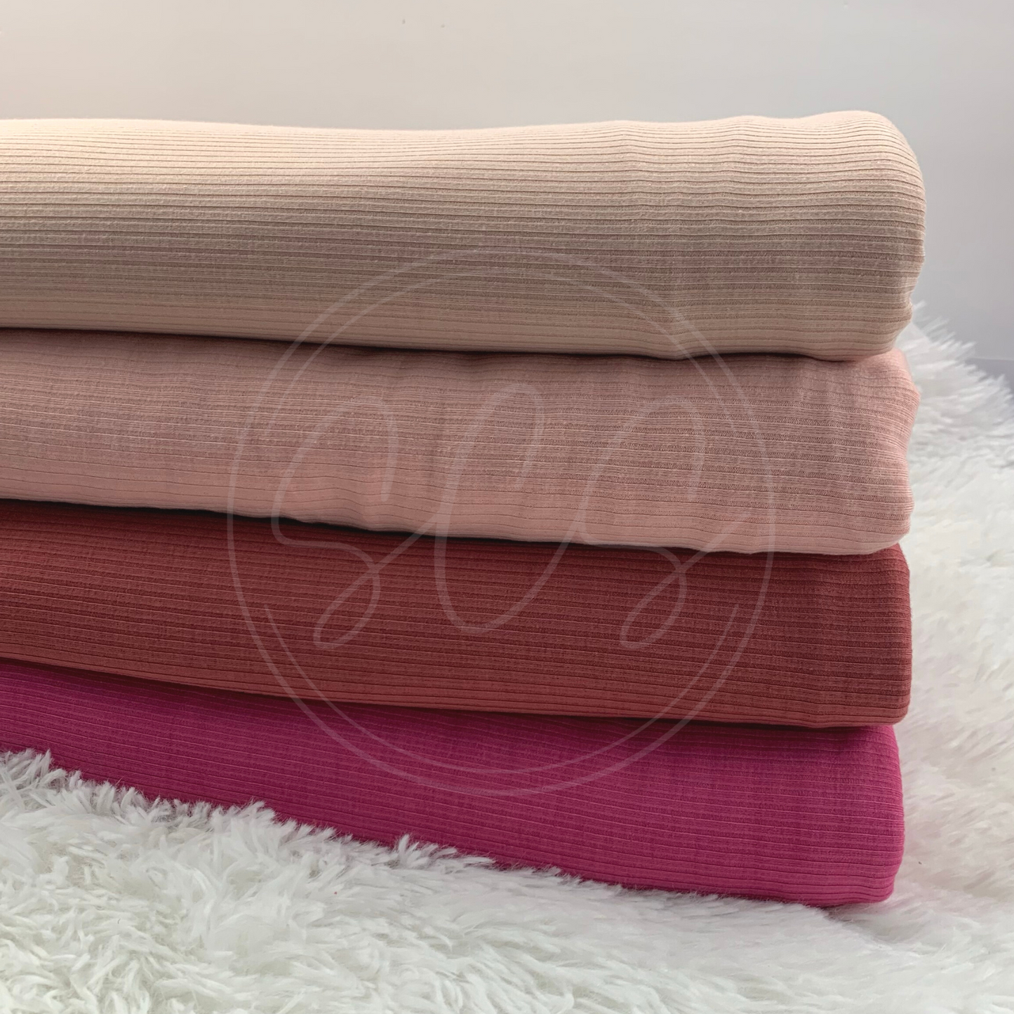Pink Tones Rib Knit Stretch Fabric Strip, Half and Full Yards