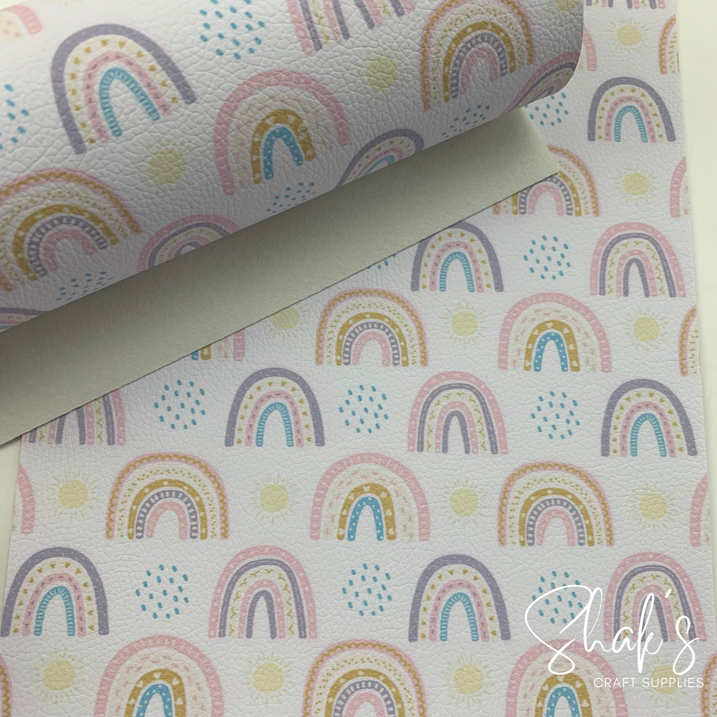 Rainbows Pastel Colors Pebble Vegan Leather Sheet