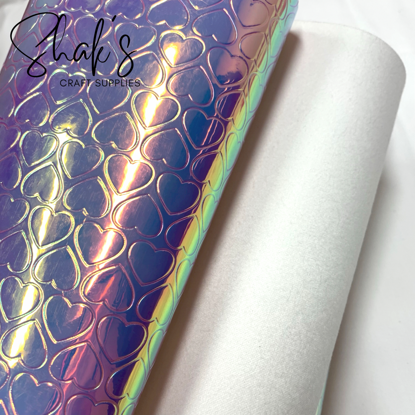 Embossed Hearts Iridescent Laser PVC Coated Vinyl