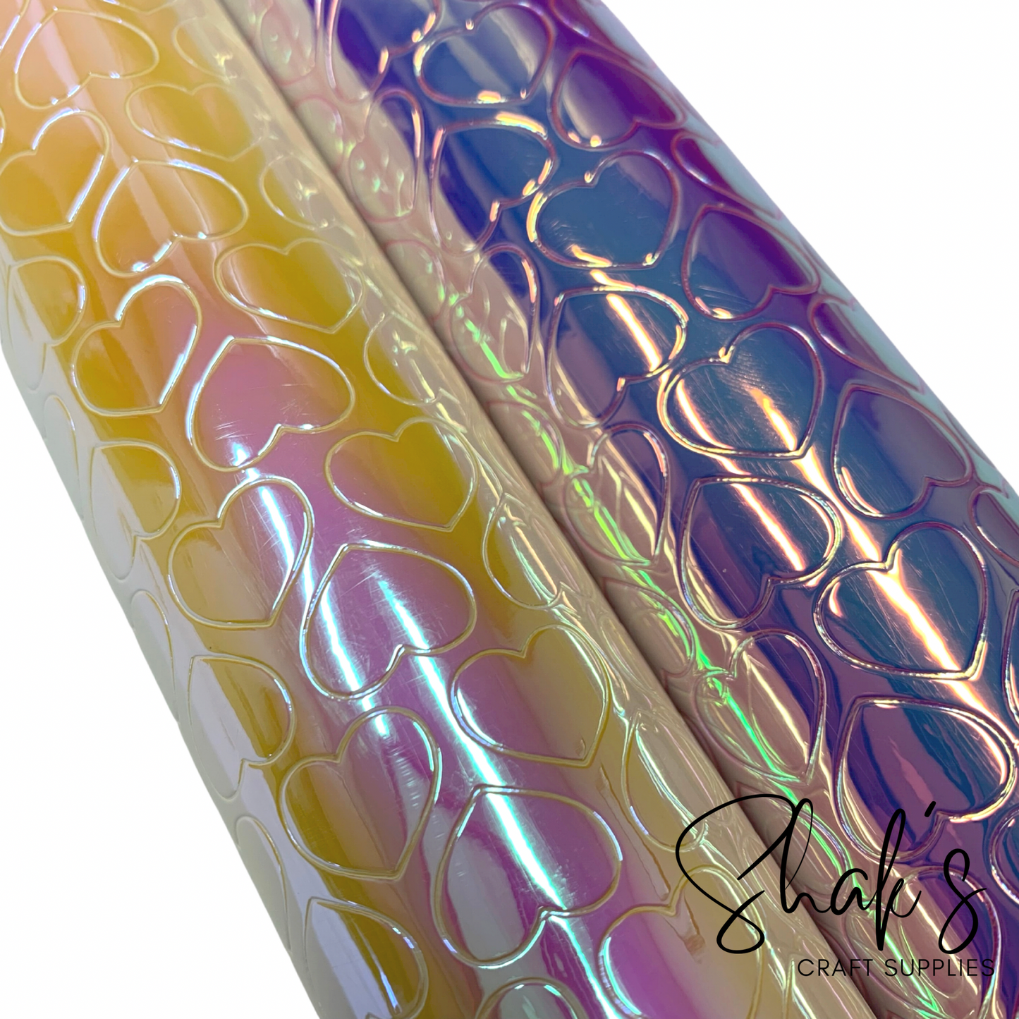 Embossed Hearts Iridescent Laser PVC Coated Vinyl