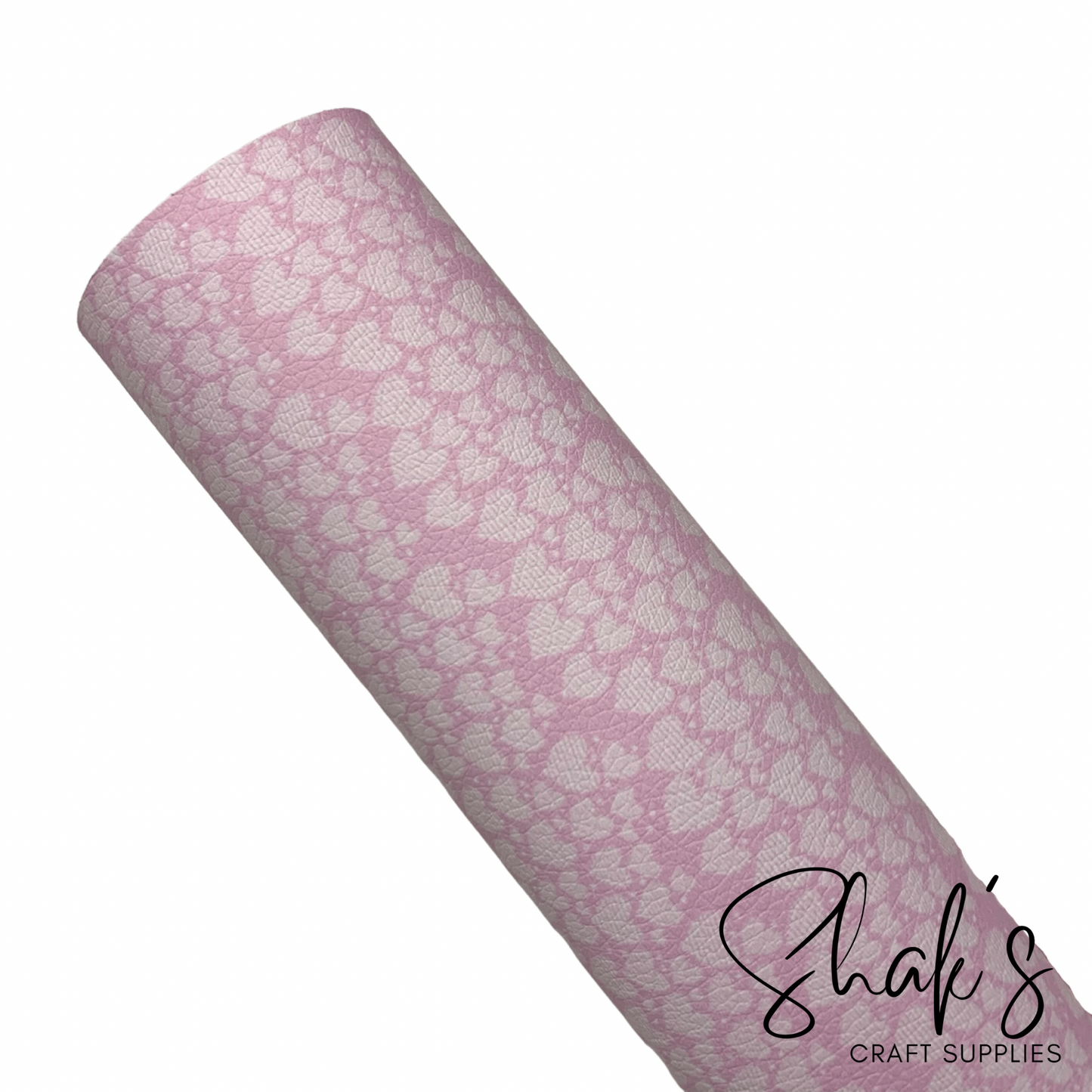Pink Hearts Pebbled Vegan Leather Sheet