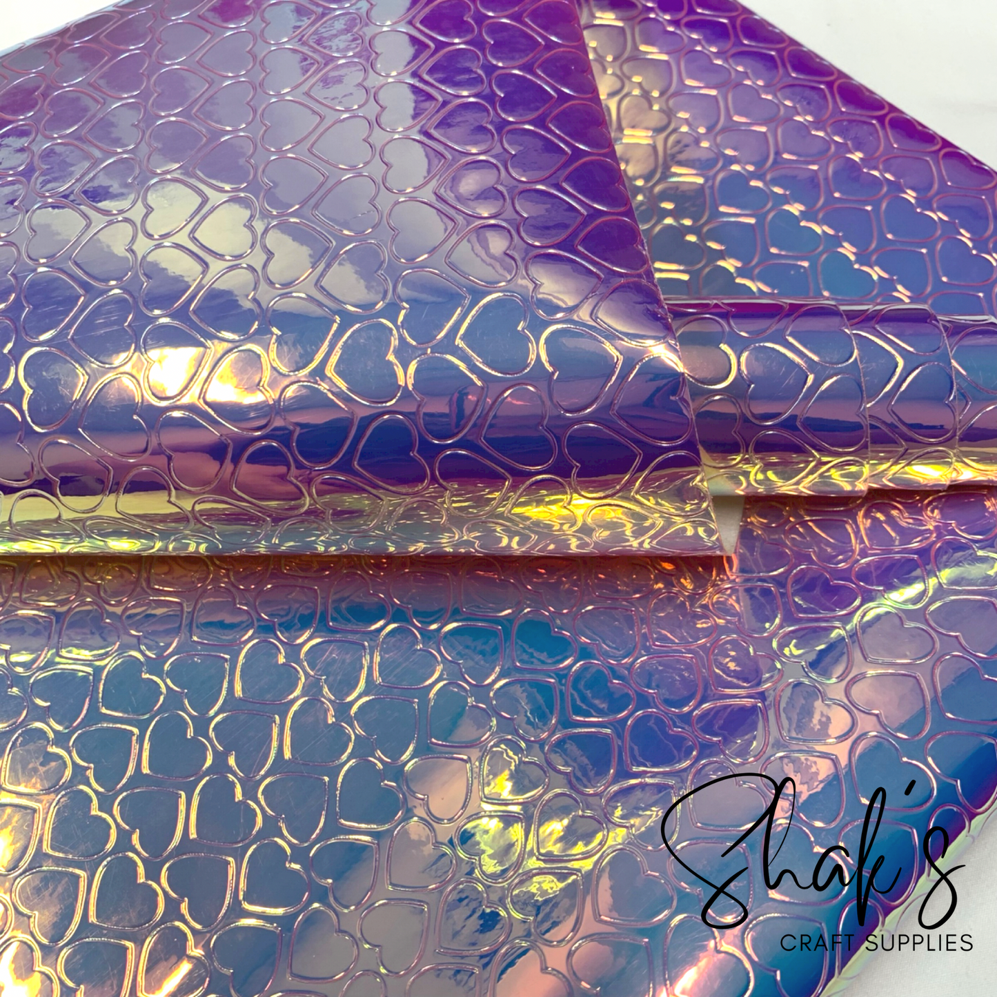 Embossed Hearts Iridescent Laser PVC Coated Vinyl