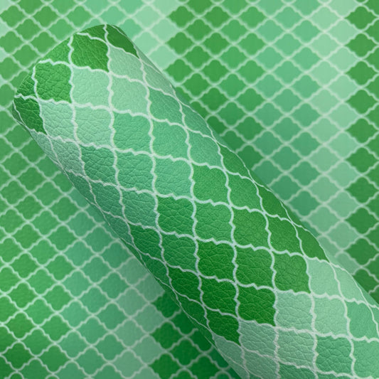 Moroccan Greens Lattice Pebble Faux Leather