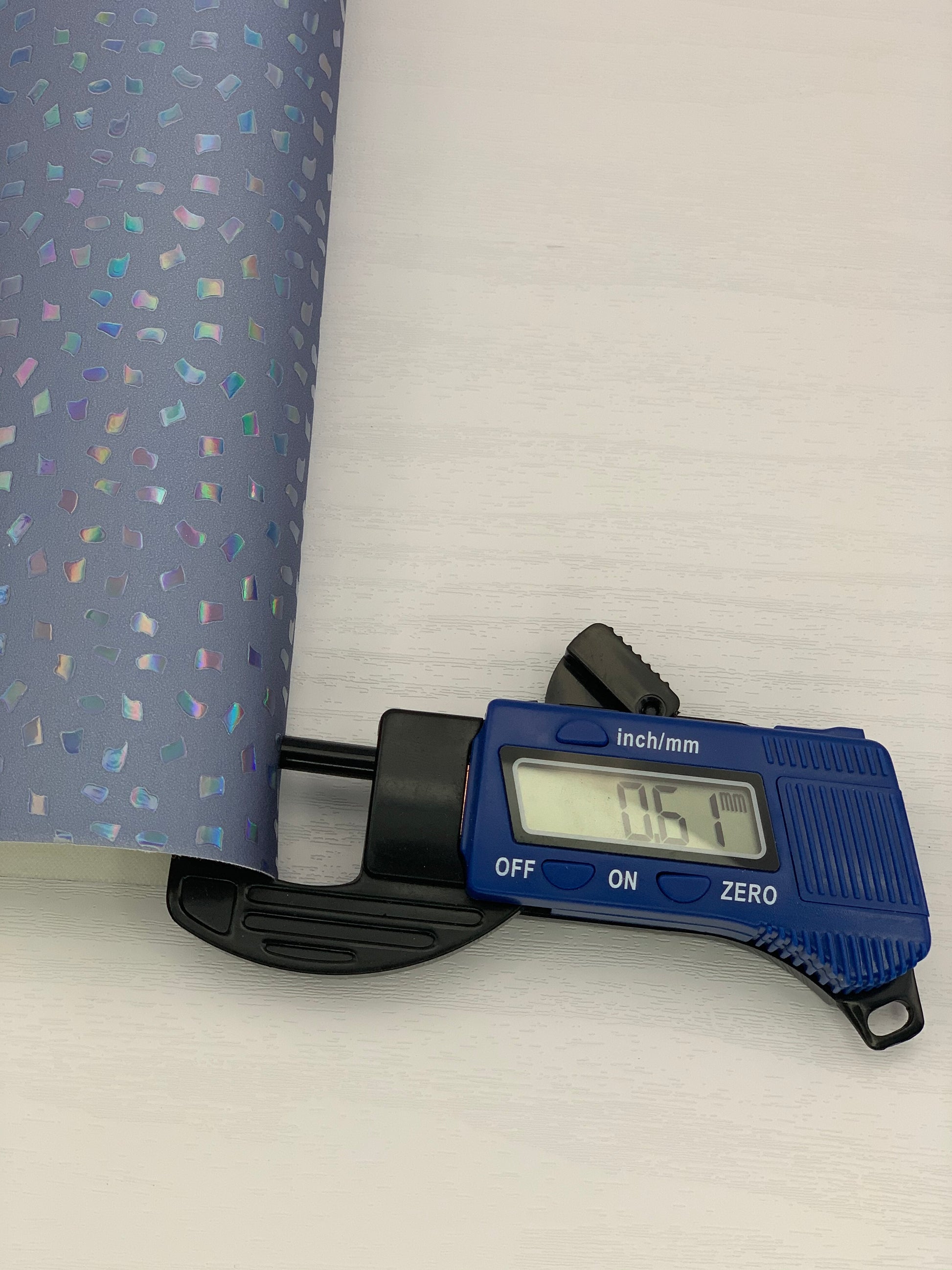 Gray Blue Holographic Laser Flakes Embossed Textured Faux Leather Sheet