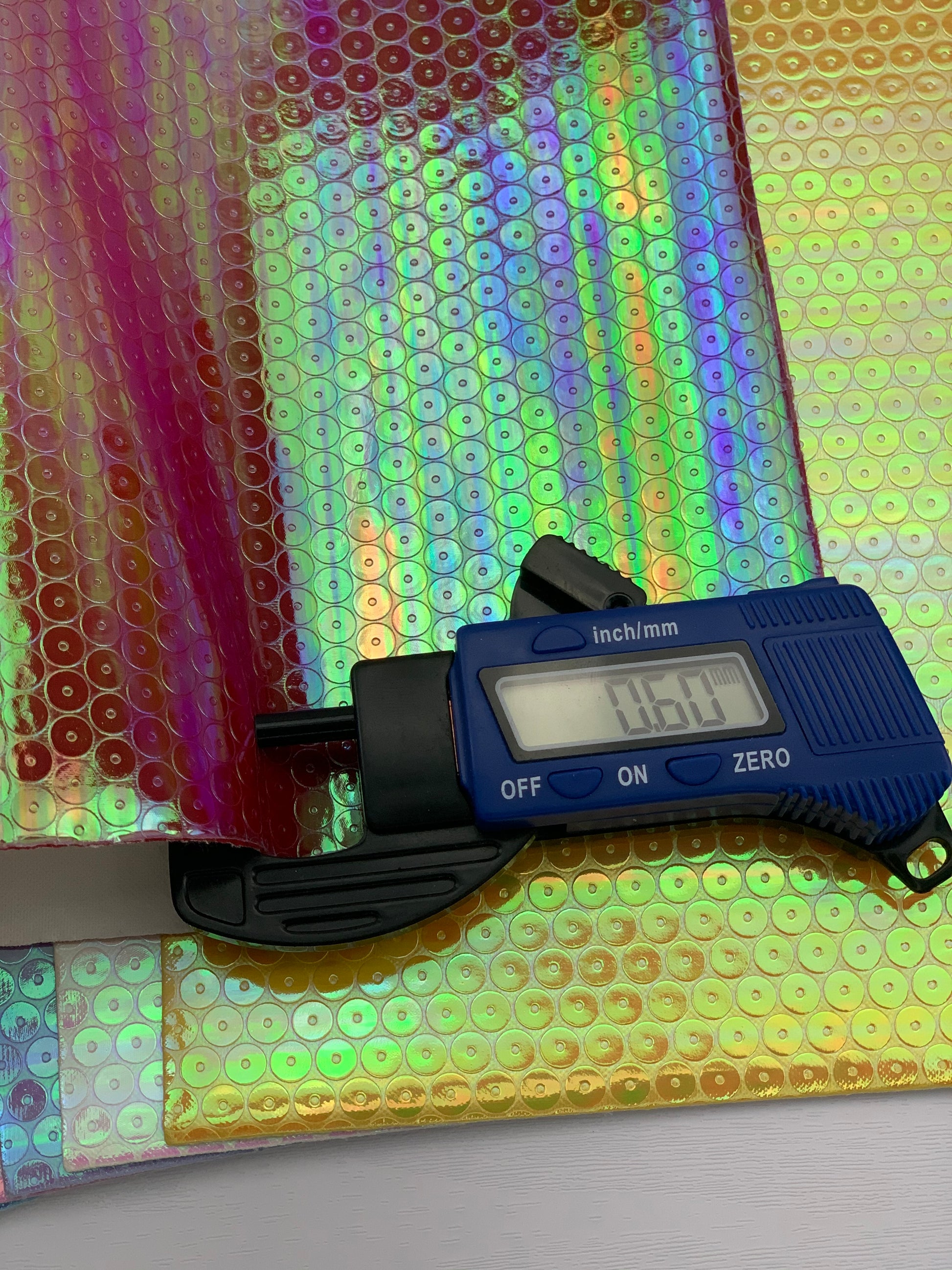 Blue Holographic Laser Sequins Embossed Textured Faux Leather Sheet