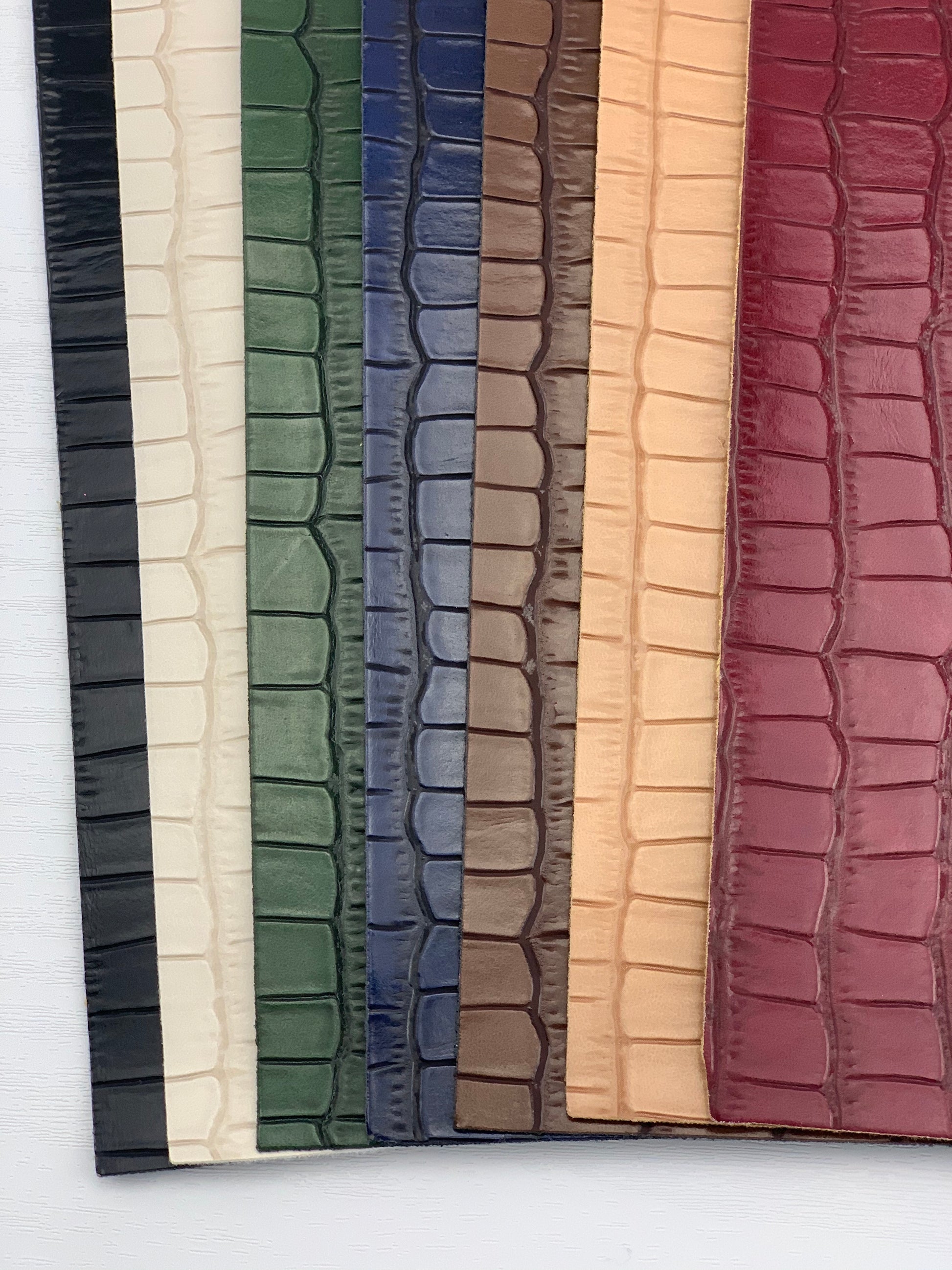 Off White Alligator Textured Embossed Faux Leather Sheet