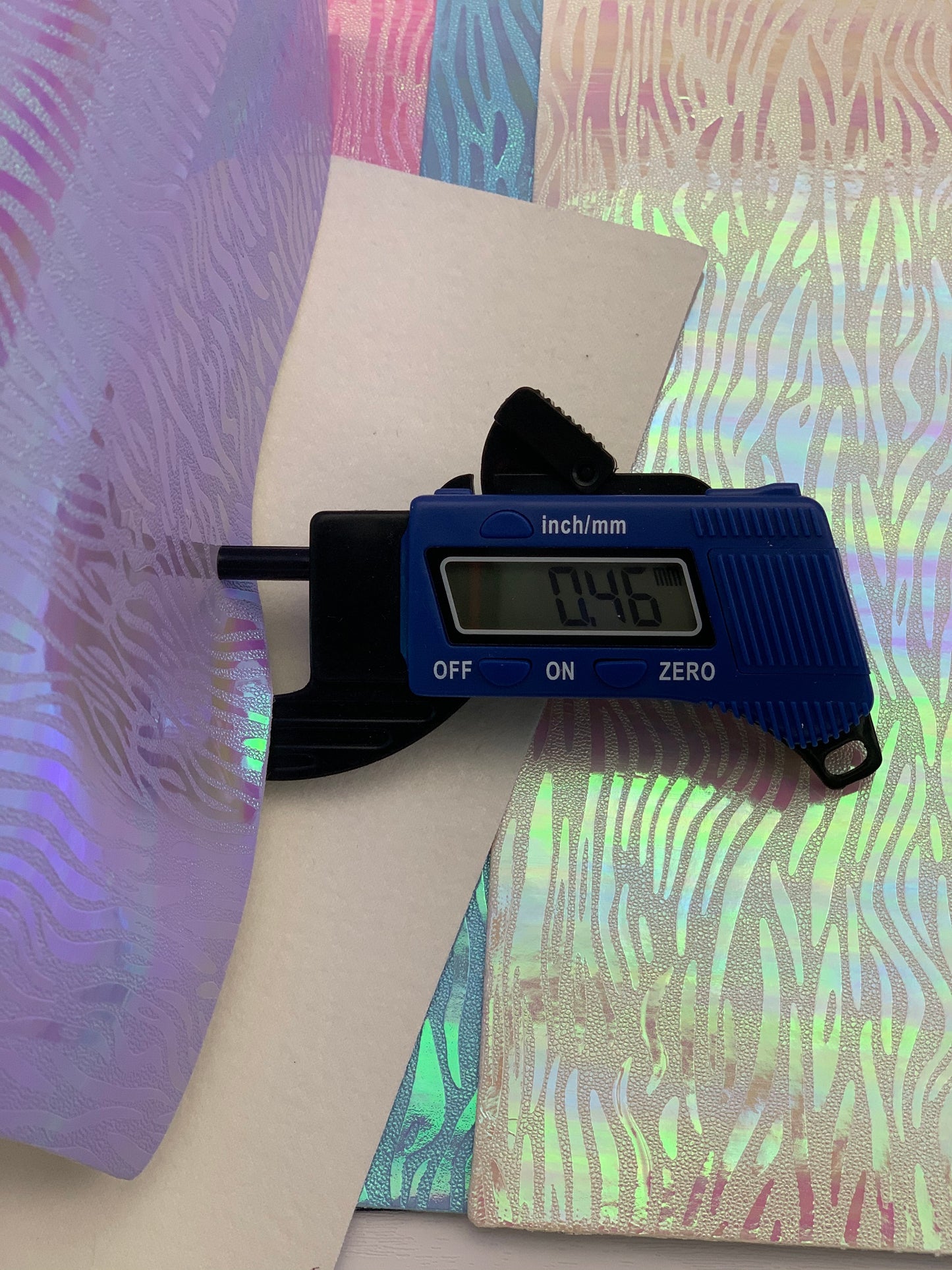 Blue Zebra Holographic Textured Embossed Faux Leather Sheet