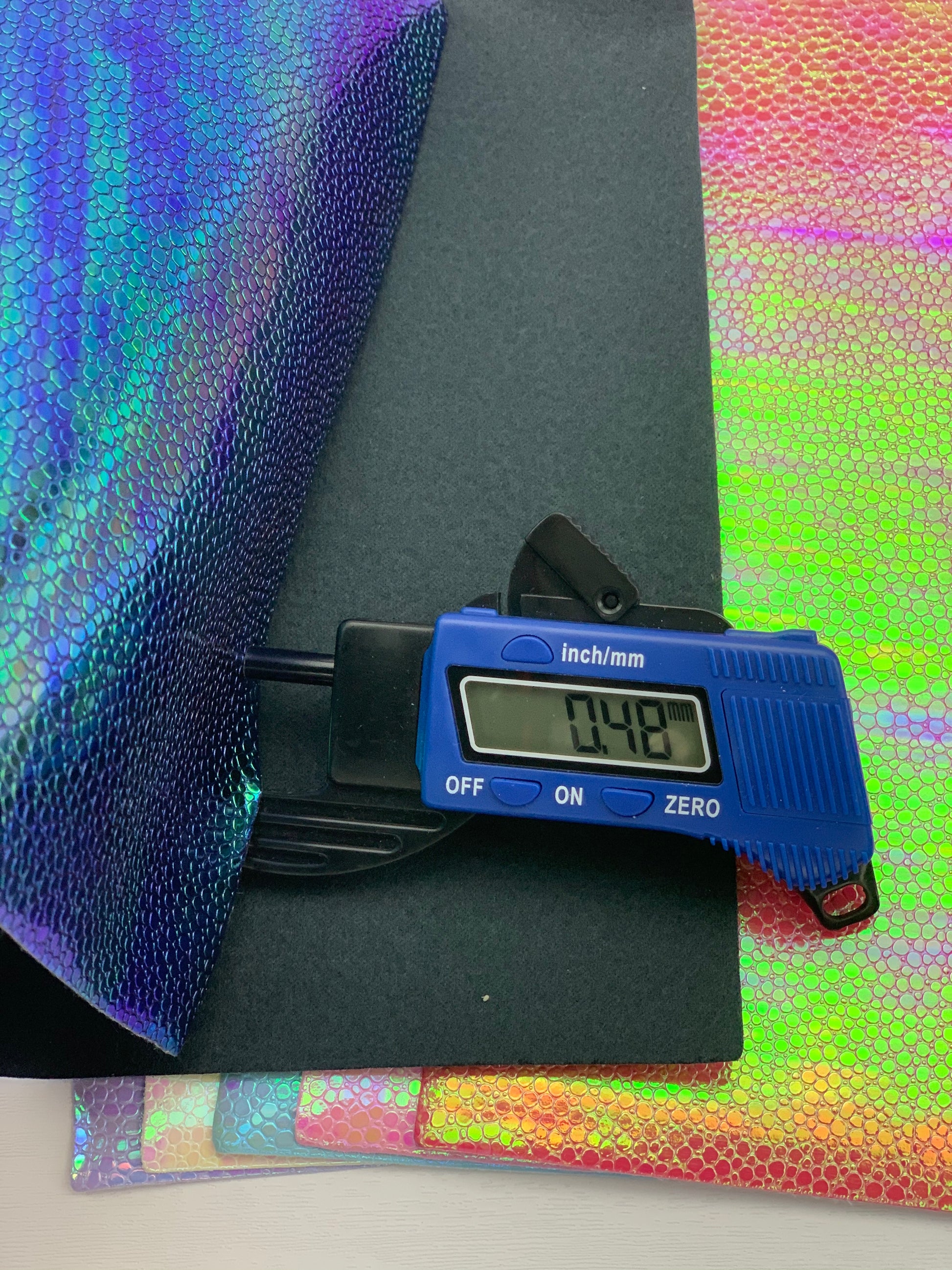 Blue Pebbles Holographic Textured Embossed Faux Leather Sheet