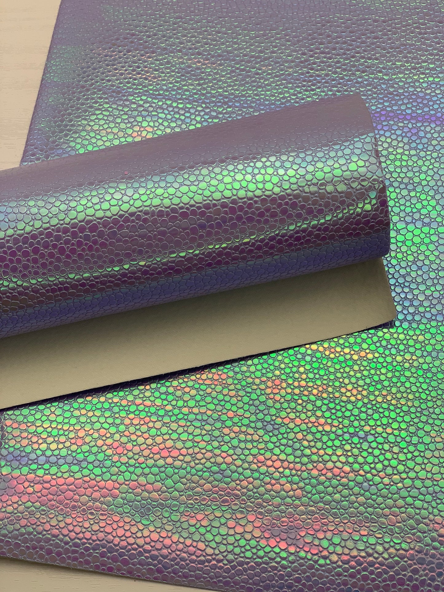 Purple Pebbles Holographic Textured Embossed Faux Leather Sheet